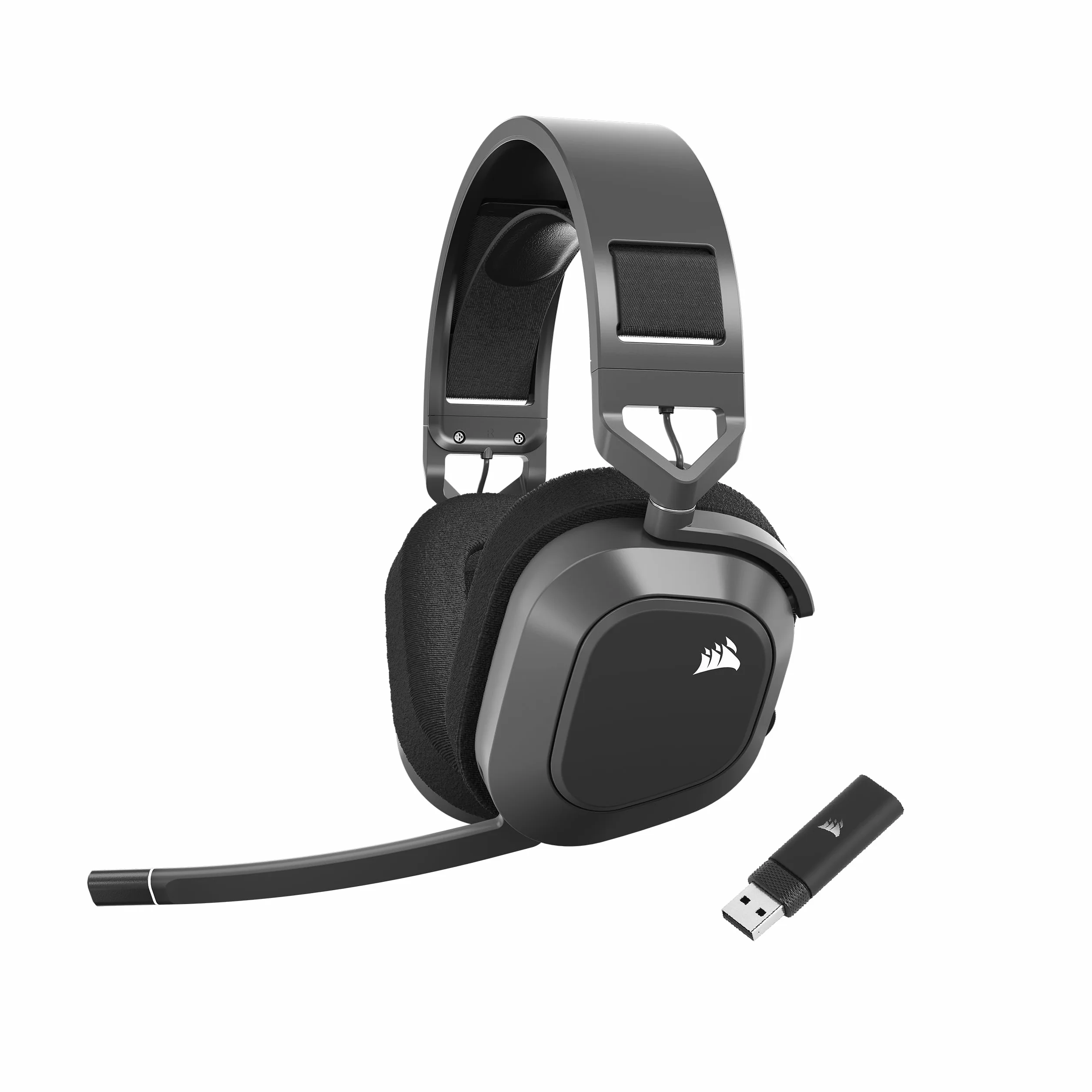 CORSAIR HS80 MAX WIRELESS Wieloplatformowy Zestaw Słuchawkowy do Gier z Bluetooth - Dolby Atmos - Mikrofon o Jakości Transmisji - Kompatybilny z iCUE - PC, Mac, PS5, PS4, Mobile - Stalowo-Szary