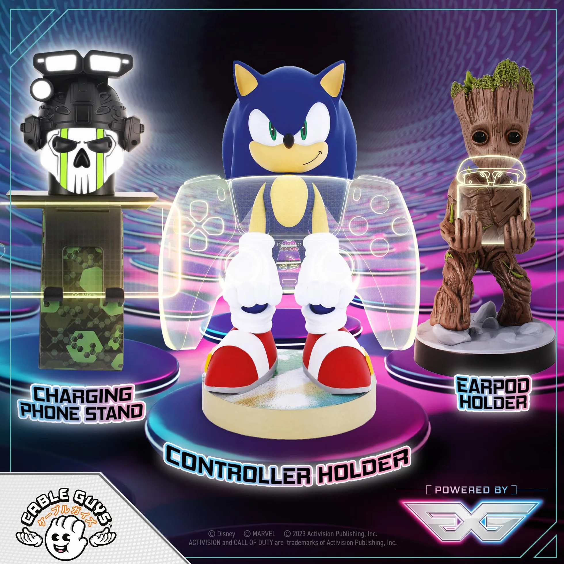 Cable Guys - Modern Sonic the Hedgehog Gaming Accessories Holder & Phone Holder for Controller (Xbox, Play Station, Nintendo Switch) & Phone (Iphone, Samsung Galaxy, Google Pixel)