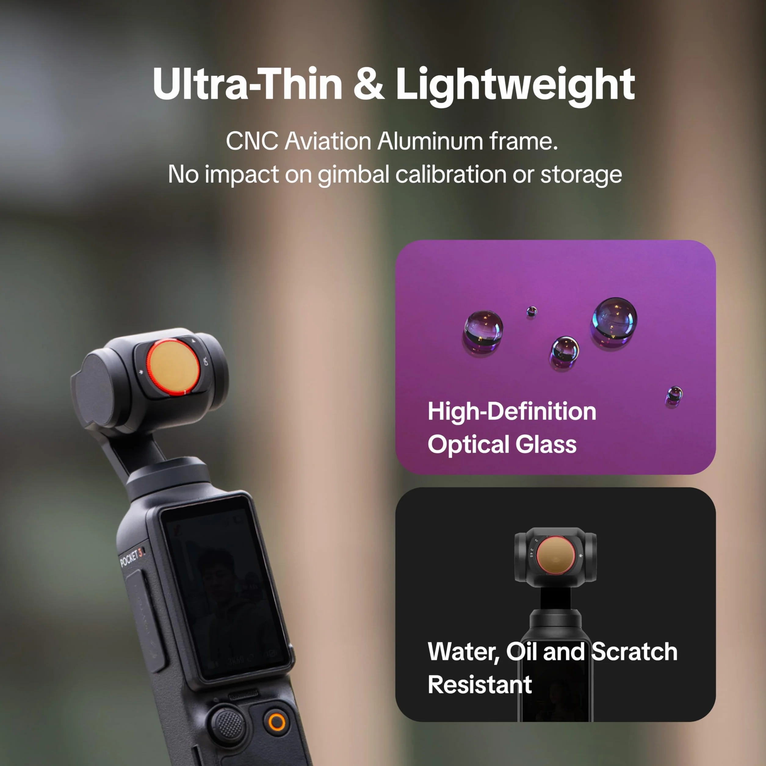 PGYTECH Zestaw 3w1 Magnetyczny Filtr do DJI Osmo Pocket 3/Pocket 4 | CPL + VND + Black Mist 1/4 Kołowy Filtr Polaryzacyjny i Regulowany ND, Profesjonalne Szkło Optyczne, Wodoodporne Vloga