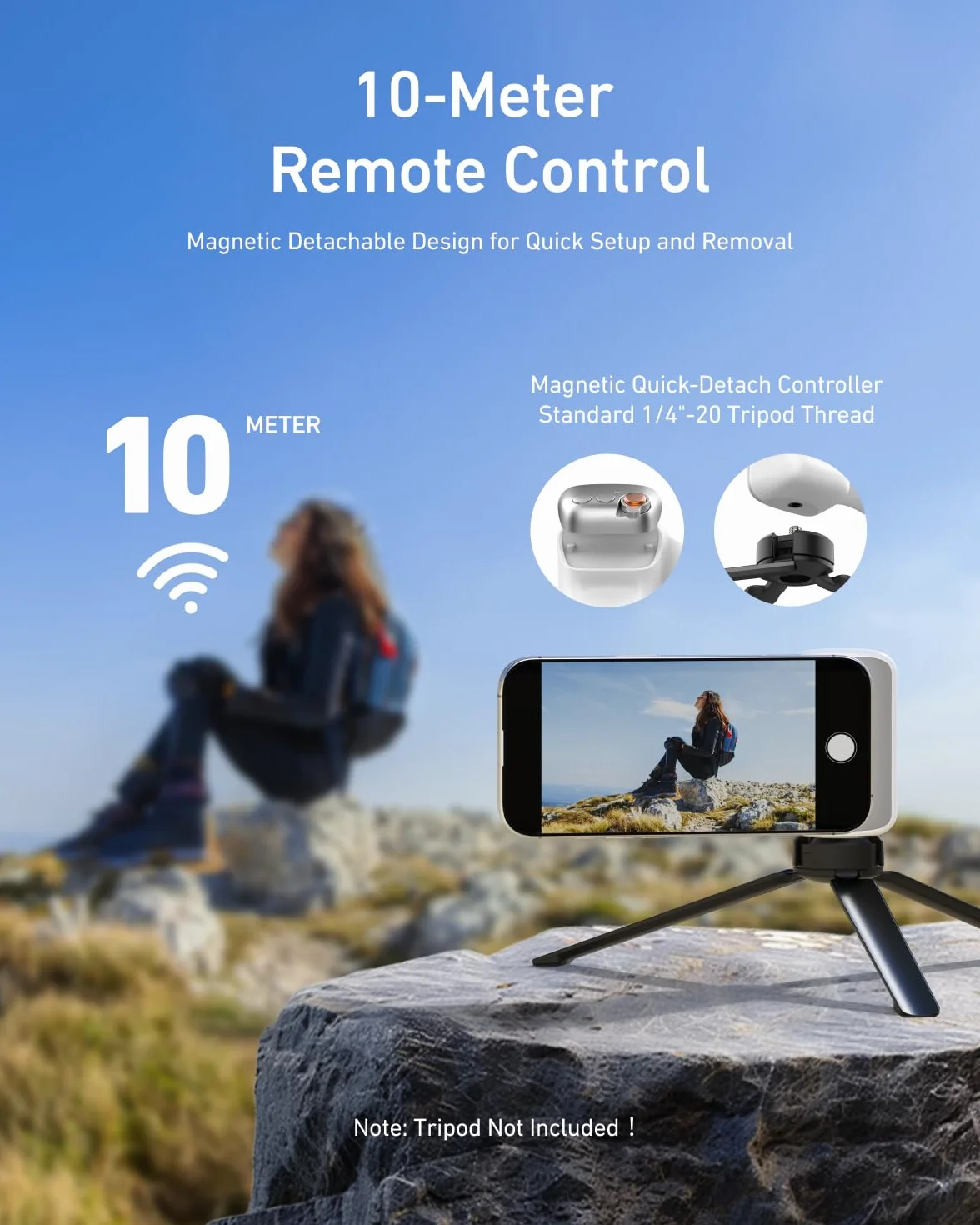 TELESIN Fun Shot magnetyczny uchwyt aparatu do telefonu + C03 światło do selfie (białe), zestaw kompatybilny z iPhone'em i Androidem, narzędzie do selfie/fotografii/TikTok