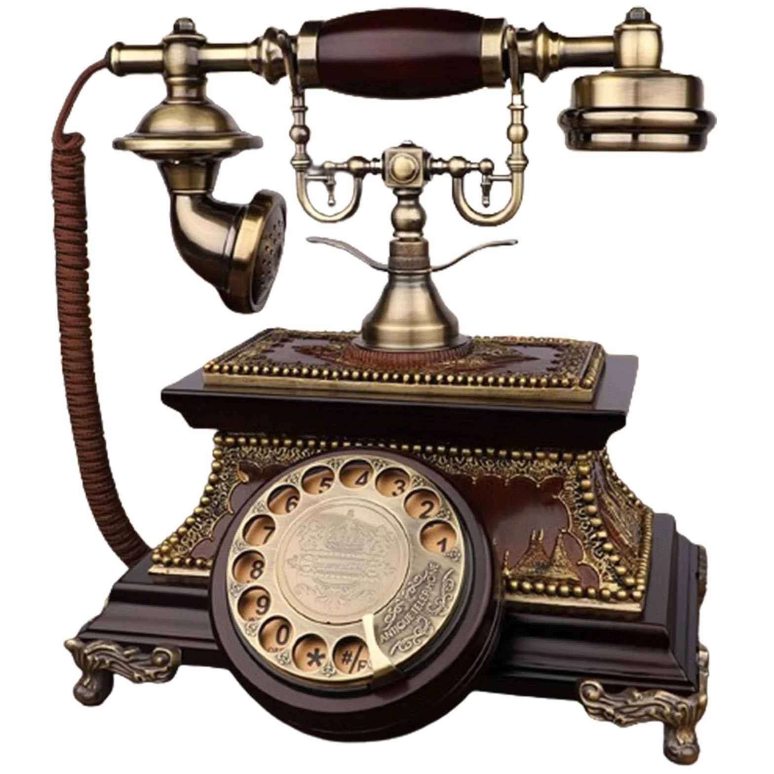 Telefon z obrotową tarczą, przewodowy telefon stacjonarny w stylu vintage do domu i biura, retro staromodny design, klasyczny wystrój domu salonu, świetny pomysł na prezent