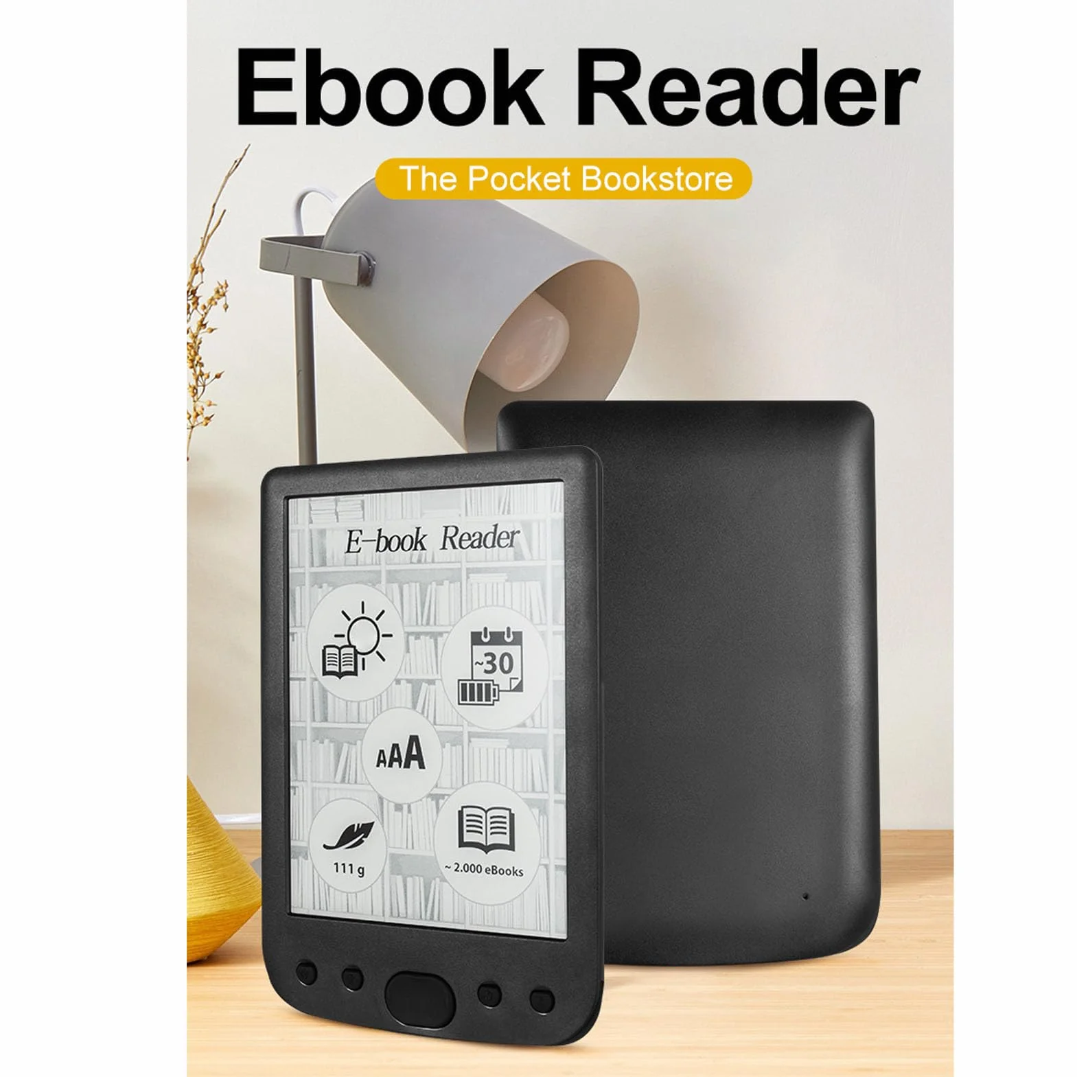 Generic E Reader, E: Czytnik Książki 2500 MAh Eye Friendly 6 Cal na podróż (4G)