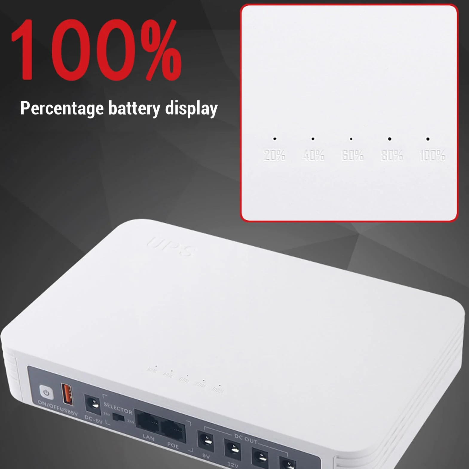 Mini UPS 8000 MAh Zasilacz Kopii Zapasowej z Angielskim Monitem Głosowym, 24 V 15V 12V 9V 5V 5V Wyjście USB dla Modemu Routera, Odpowiednie dla Routerów Modemy Bezpieczeństwa