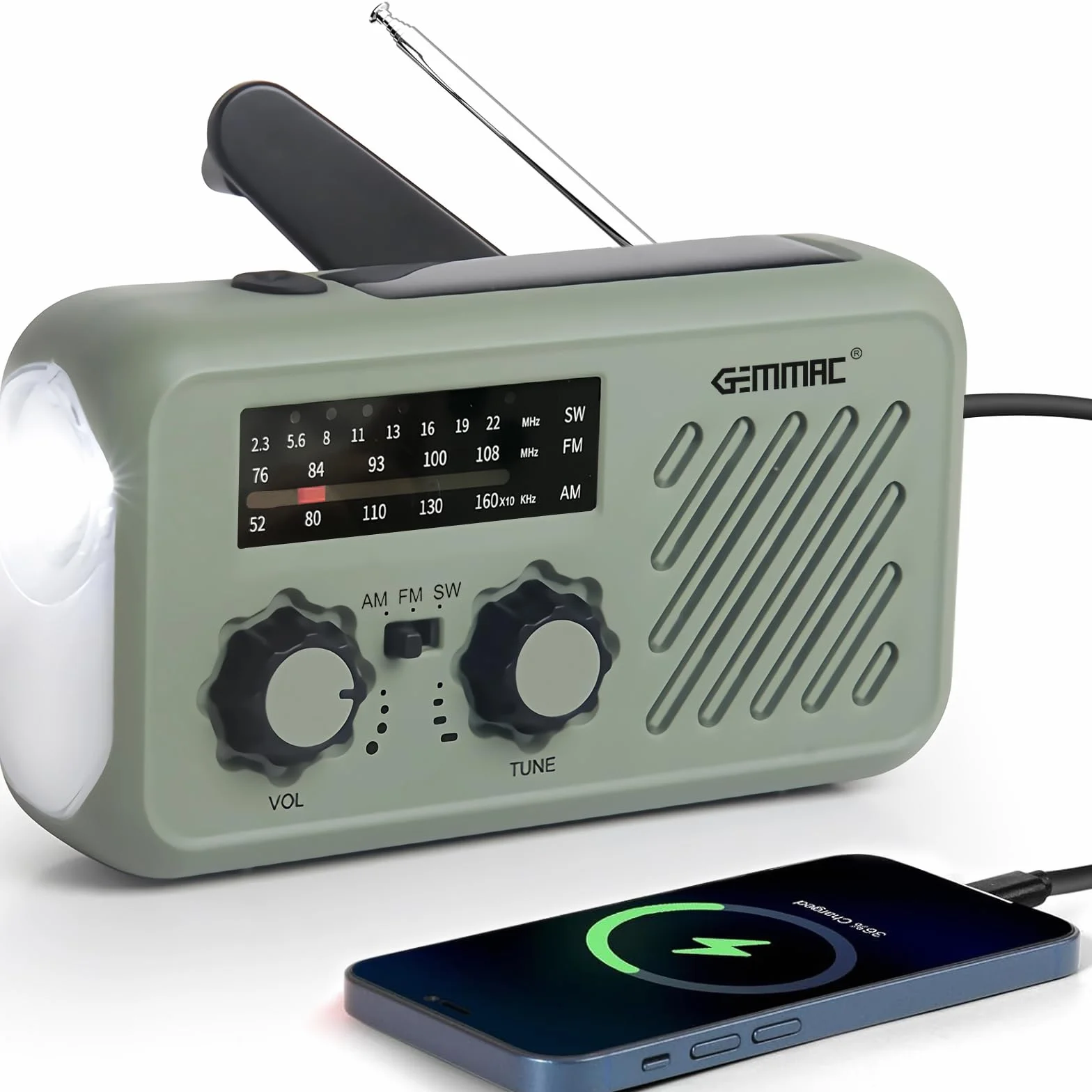Radio Awaryjne z Korbą Ręczną, Przenośne Radio AM/FM 2000 mAh z Ładowarką Słoneczną, 3 Tryby Latarki Alarm SOS do Materiałów Awaryjnych, Sporty na świeżym Powietrzu, Sprzęt Survivalowy