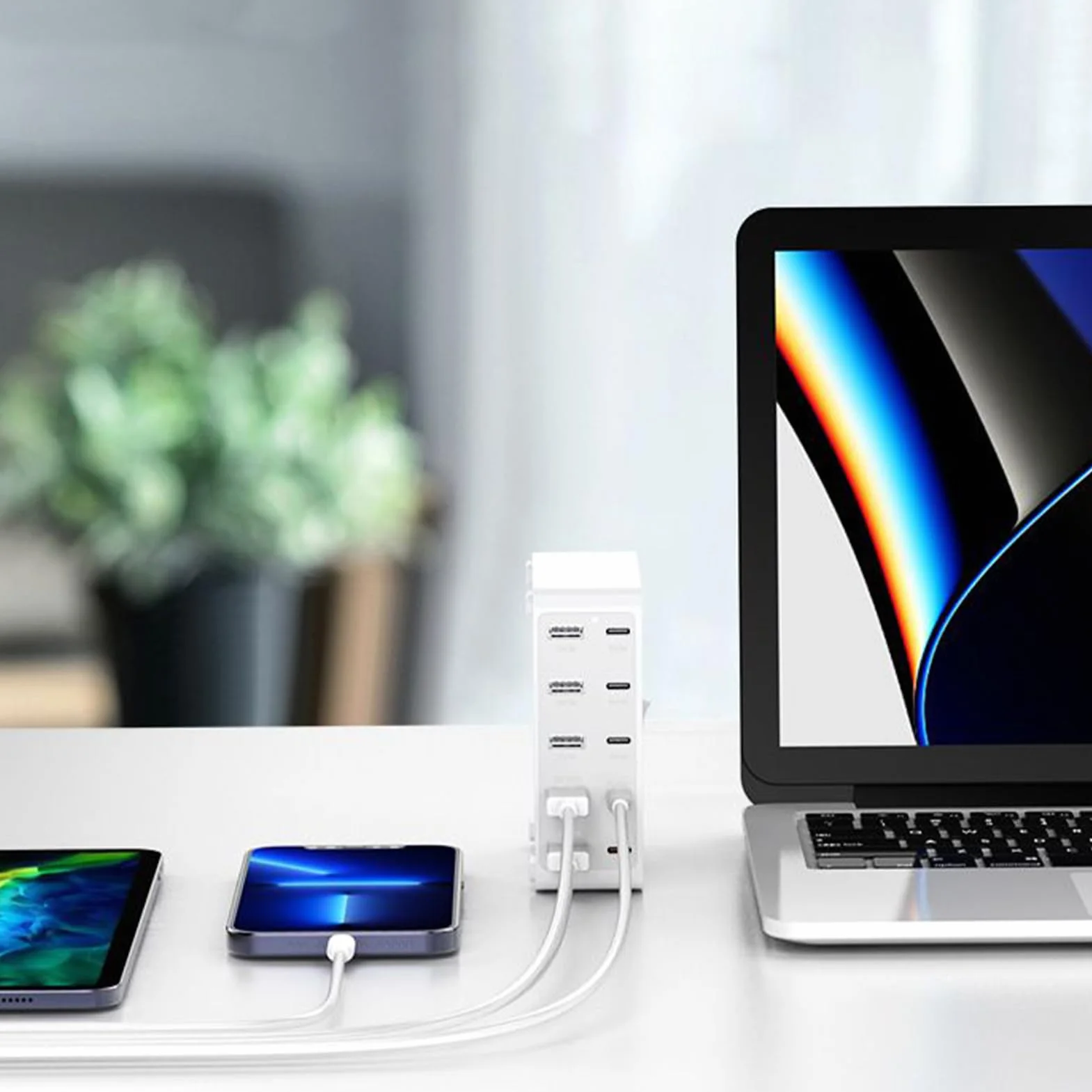Blok ładowarki - 10-portowy adapter szybkiego ładowania do laptopa - stacja ładująca USB | do laptopa zegarka telefonu tabletu biurka podróży do domu biura