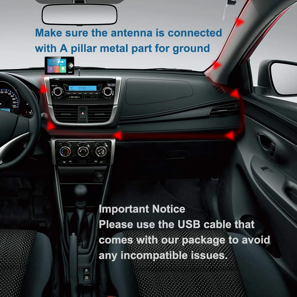 Przenośne radio cyfrowe DAB/DAB+, samochodowe, kolorowy wyświetlacz 2,8”, FM, Bluetooth, nieograniczone zapisy, zestaw głośnomówiący, wejście i wyjście AUX, czytnik kart TF 64 GB, ładowarka USB