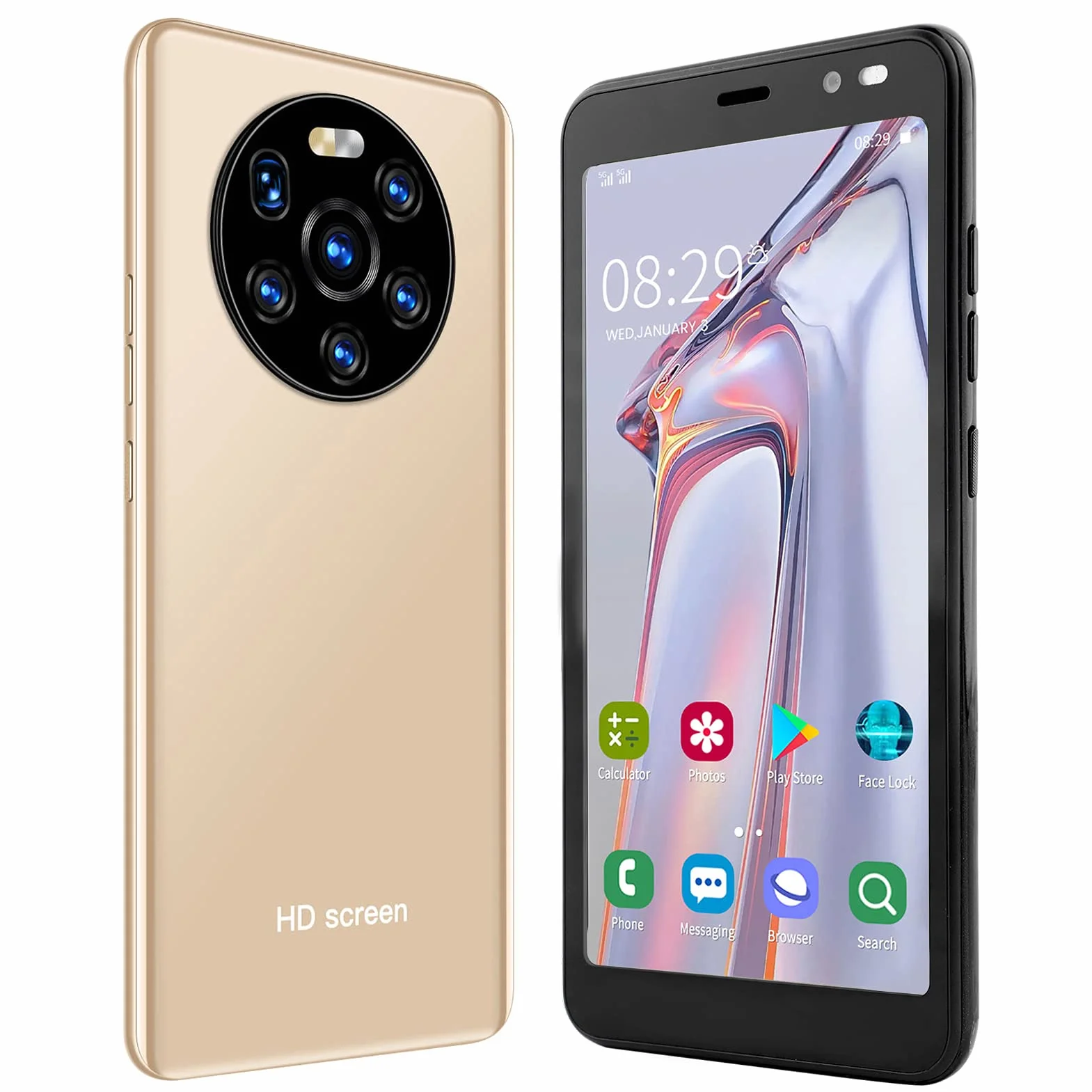 Telefon Komórkowy, Trwały Telefon Z Ekranem HD Mate40 Pro 5,45 Cala, Podwójna Karta, Podwójny Tryb Gotowości, 512 MB, 4 GB(Złoto)