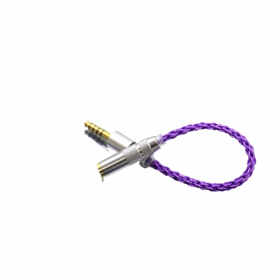 HiFi 4,4 mm zbalansowany adapter do słuchawek kabel audio 4,4 do 2,5 mm męski na żeński fioletowy (1,5 m)