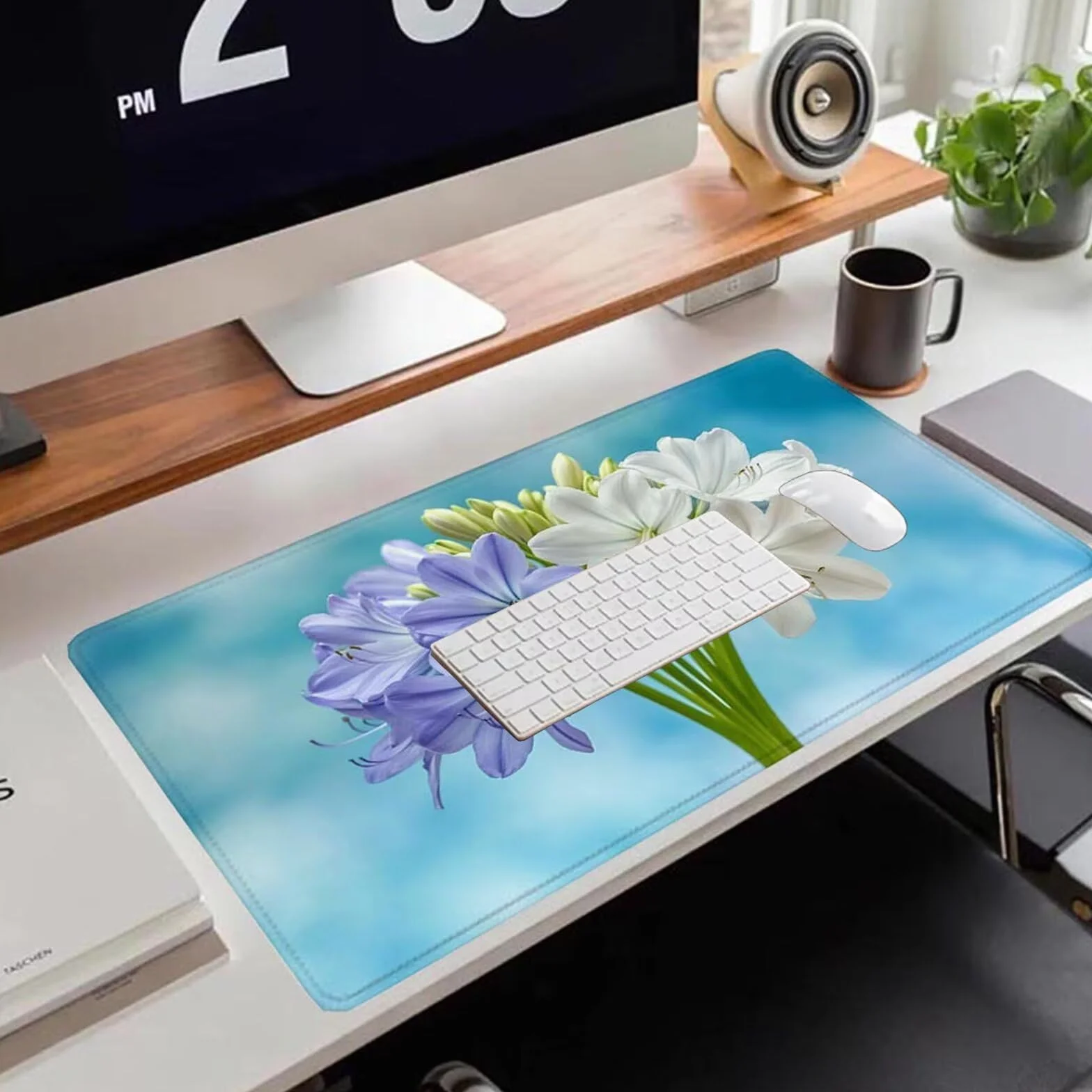 Gamingowa podkładka pod mysz 1200 x 600 x 3 mm, XXL, wodoszczelna, odporna na ścieranie, z przyszytymi krawędziami, niebieska, podkładka na biurko, poprawia prędkość i precyzję pod laptopa, komputer