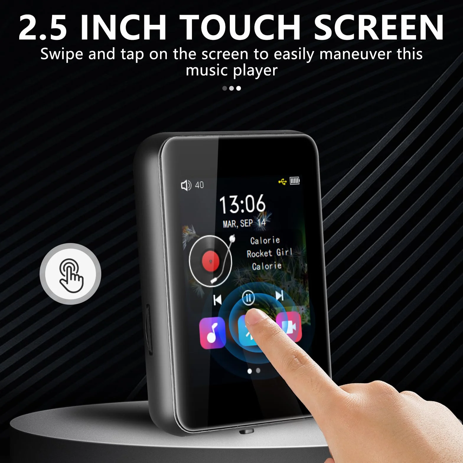 Odtwarzacz MP3 72 GB, odtwarzacz muzyki z Bluetooth 5.2, wbudowany głośnik HD, radio FM, nagrywanie głosu, funkcja e-booka, słuchawki, idealny do uprawiania sportu