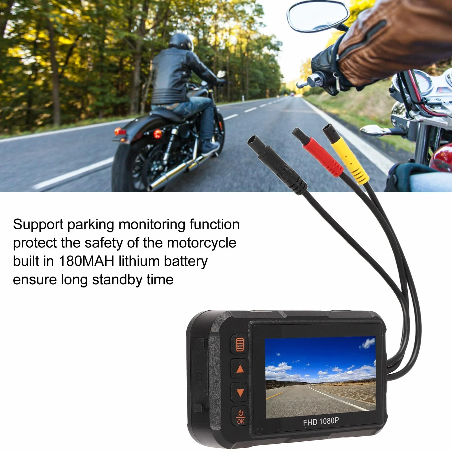 Rejestrator Motocyklowy, 3-calowa Kamera na deskę rozdzielczą Motocykla 1080P Przedni Tylny Rejestrator Wideo Rejestrator Jazdy Nagrywanie w Pętli Nagrywanie Czujnika G Monitorowanie Parkowania