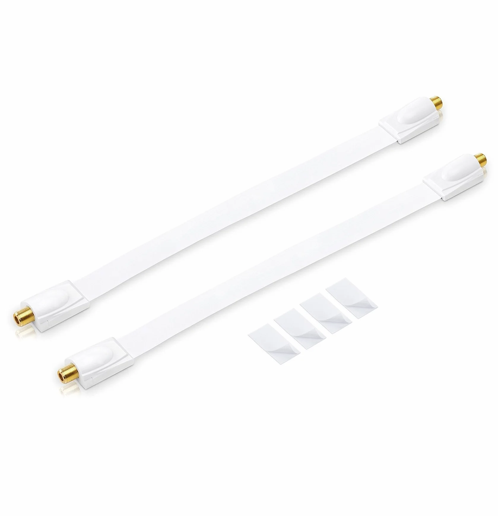 conecto 2 x przepust okienny premium do kabla satelitarnego współosiowego wraz z podkładkami samoprzylepnymi (złącze F na złączu F, pozłacany) biały, 30 cm