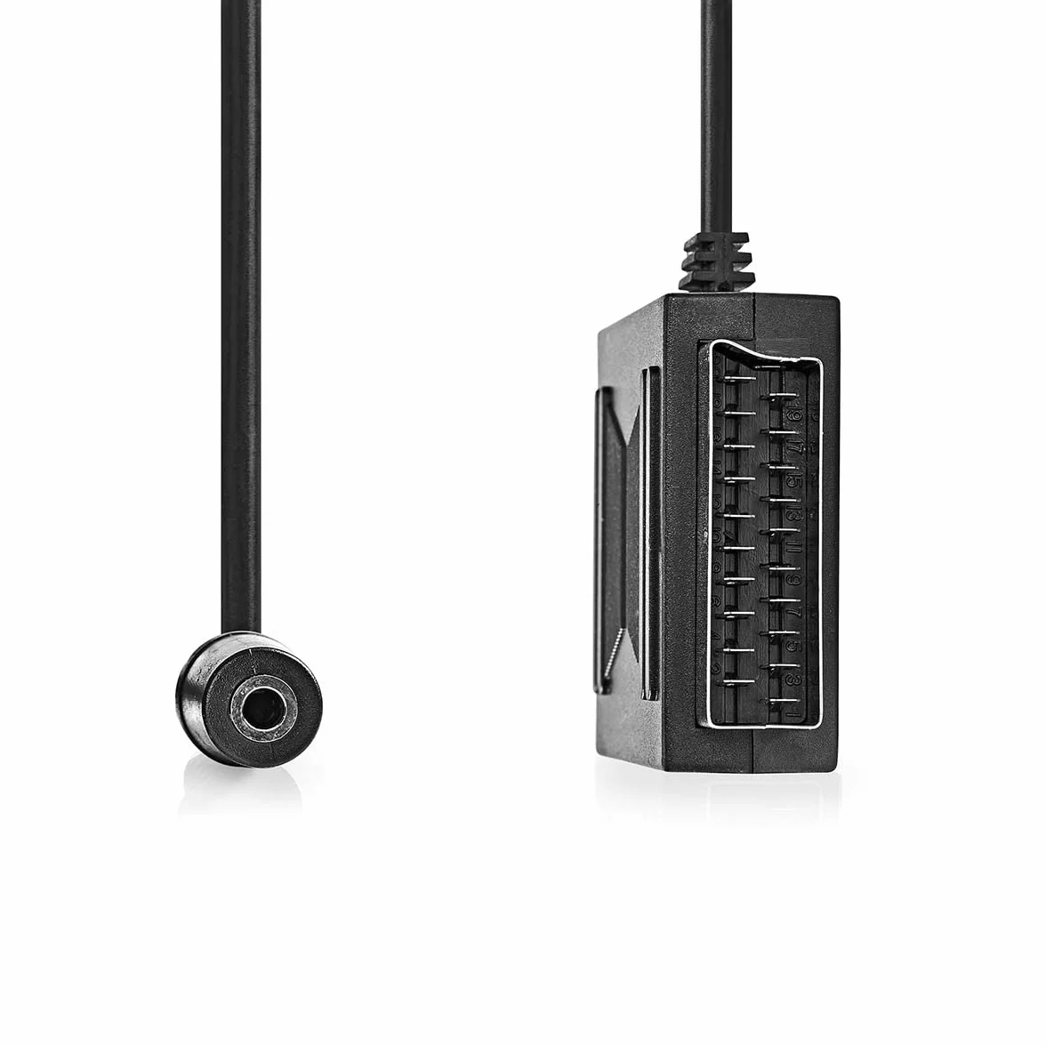 Nedis Kabel SCART - wtyczka SCART - gniazdo SCART/gniazdo 3,5 mm - niklowany - 480p - 0,20 m - okrągły - PCW - czarny - pudełko