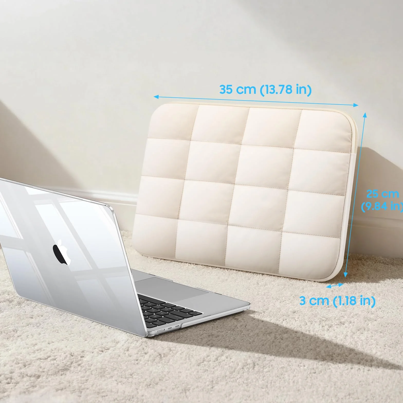 Fintie Pokrowiec kompatybilny z MacBook Air 13,6 cala M4 M3 M2 (2025-2022) A3240 A3113 A2681, ultracienka twarda osłona ochronna i torba na laptopa dla MacBook Air 13,6 cala M2 M3 M4 Chip, (Beżowy)