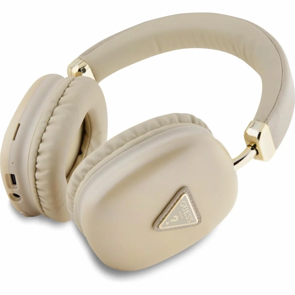 CG MOBILE Guess Bluetooth 5.3 słuchawki nauszne z metalicznym logo trójkątnym (złote)