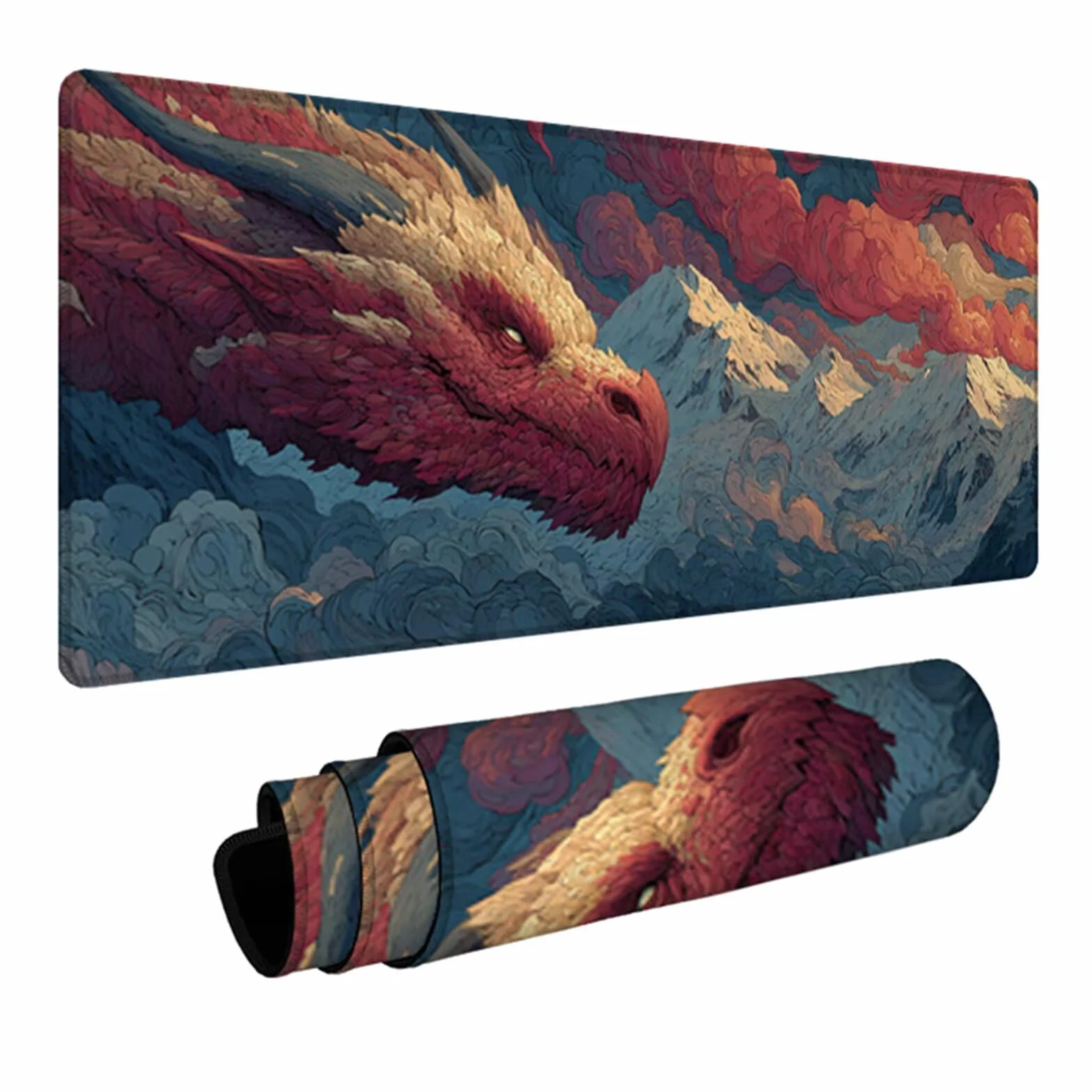Podkładka pod mysz, duża, śnieżna góra, gamingowa podkładka pod mysz, 162 x 81 cm, podkładka na biurko z przeszytą krawędzią, podkładka pod mysz XXL, antypoślizgowa gumowa podstawa, akcesoria biurowe