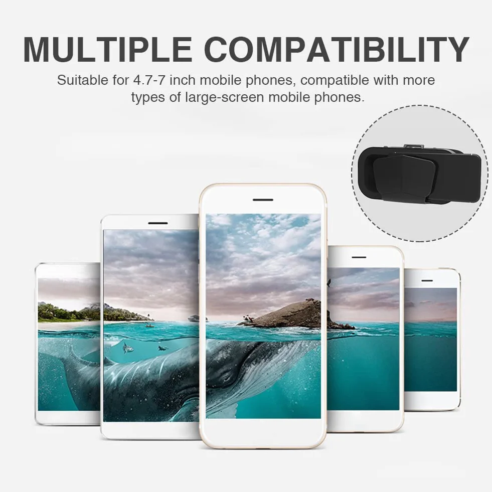 Xiaokeis Zestaw słuchawkowy VR do wirtualnej rzeczywistości, okulary 3D, zestaw słuchawkowy VR, obsługa wersji 10-18 cm, okulary stereo, okulary 3D, okulary VR do telewizora, filmów, gier wideo