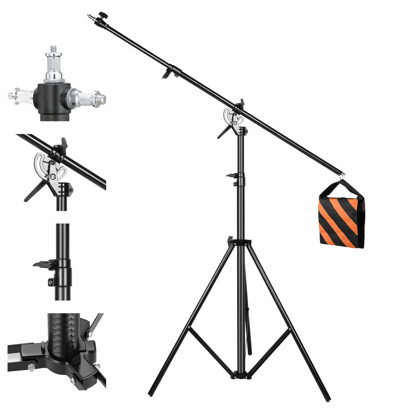 Soonpho 13,2 ft/400 cm, stabilny stojak na światło z 190 cm wysięgnikiem i piaskowym workiem, obrotowy statyw ze stopu aluminium do softboxa, fotografii