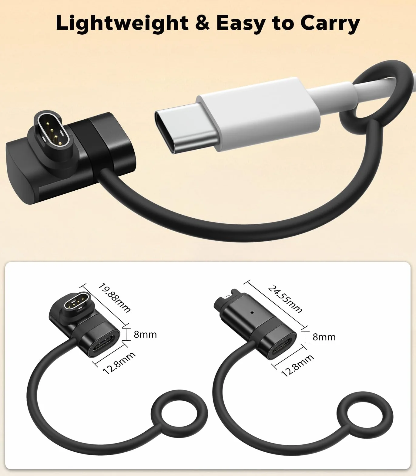 Garmin 3Pack Type-C Charger Adapter for Fenix 8/7/6/5, Vivoactive 6/5/4, Venu 4/3/2, Forerunner 970/570/965/265/255/165/55, Instinct, Epix, Black