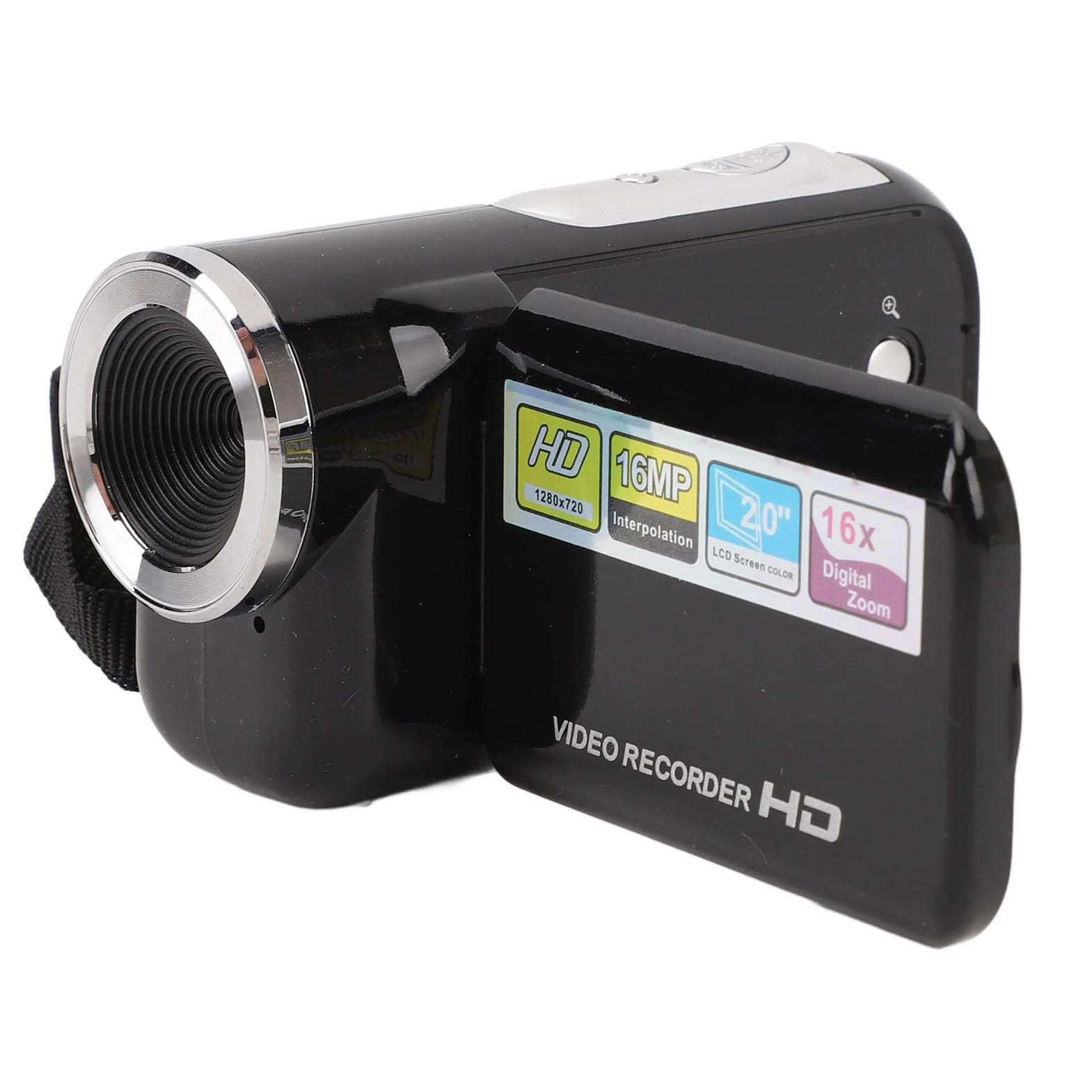 D22 Kamera Wideo FHD 16 MP 1080 P z 16-krotnym Zoomem Cyfrowym, Obrotowy Ekran 2,0 Cala, Cyfrowa Handycam Przeciwwstrząsowa z Gwintem 1/4 Cala do Vlogowania