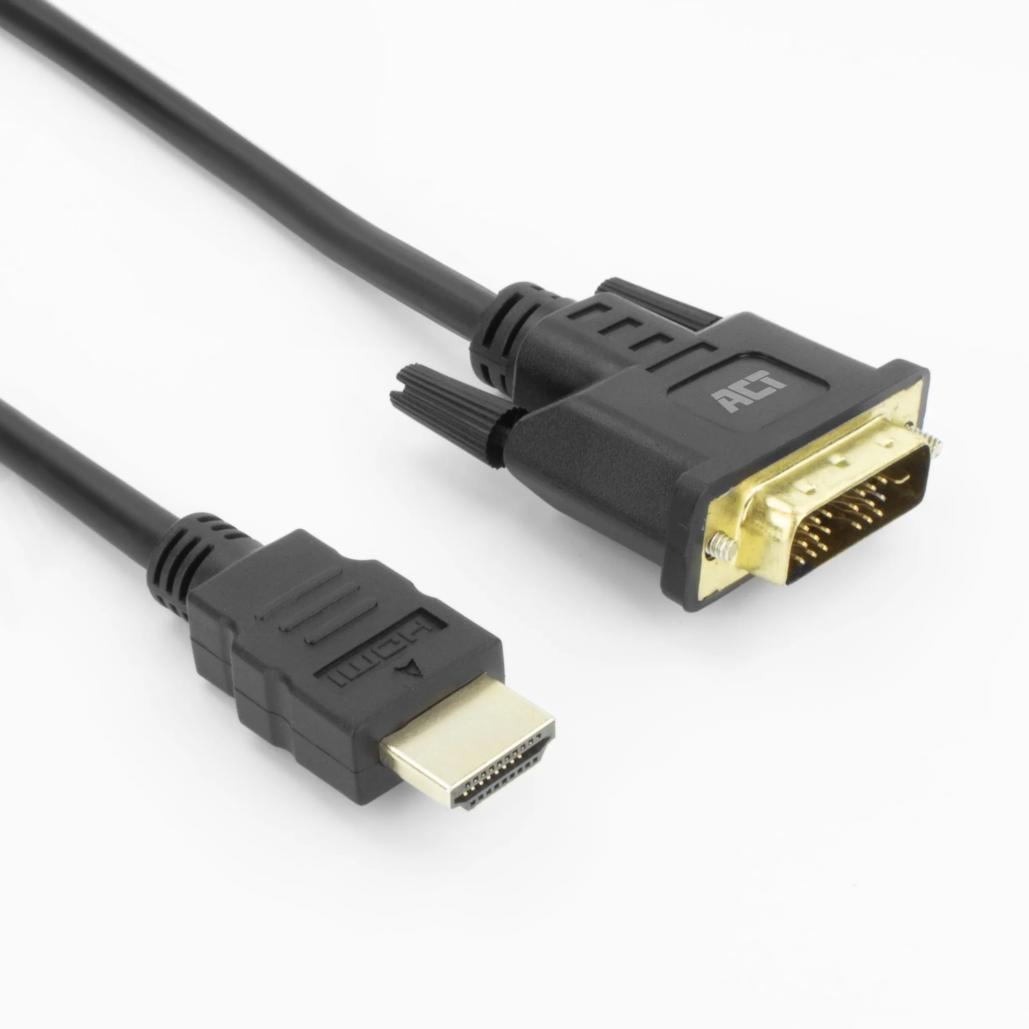ACT Kabel HDMI na DVI 2 m, 4K 60 Hz, dwukierunkowy adapter HDMI DVI (DVI-D 18+1 pin) wtyczka na wtyczkę, pozłacana, do podłączenia monitora DVI – AK3735