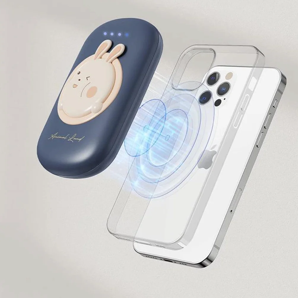 Powerbank Powerbank z kablem Ładne szybkie ładowanie Magnetyczna przyssawka Ładowanie bezprzewodowe Przenośny współdzielony akumulator do telefonu komórkowego (kolor: fioletowy)