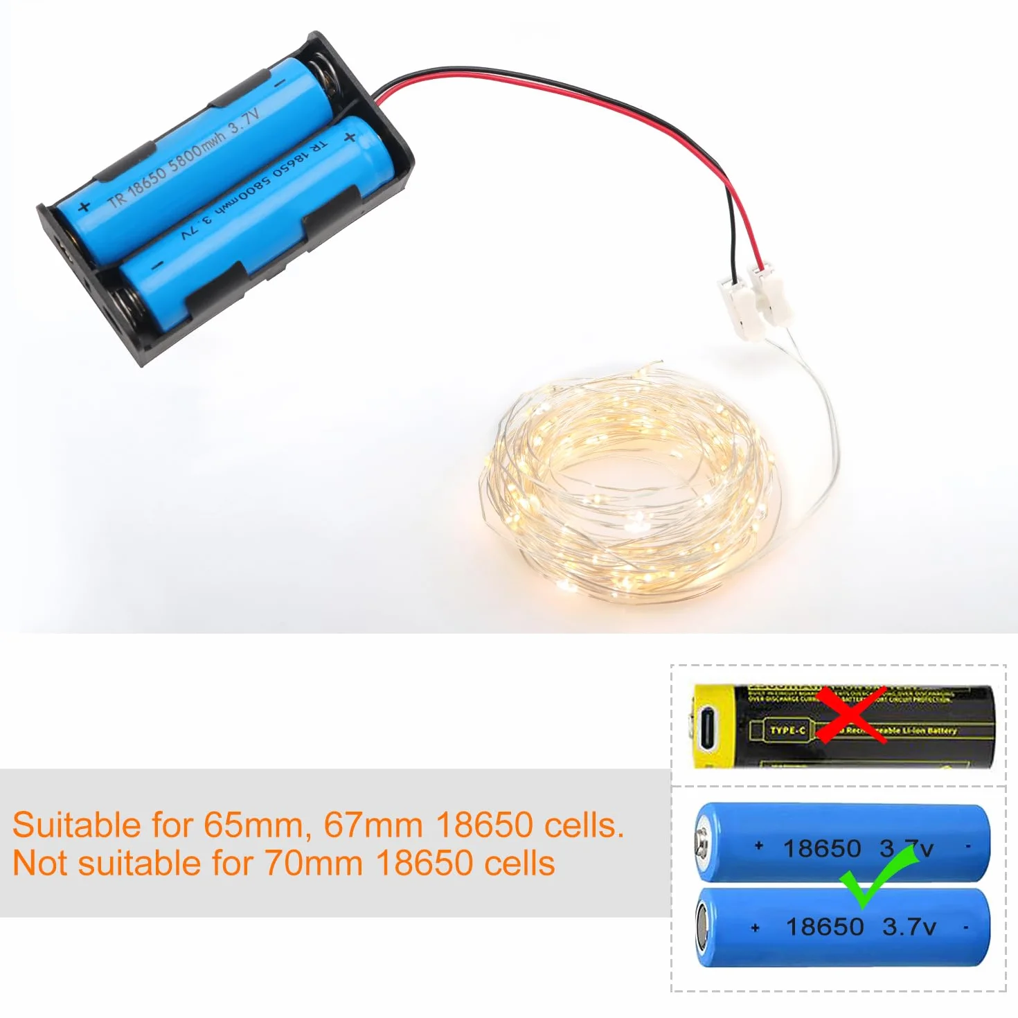 8 Sztuk 18650 Uchwyty na Baterie, KUOQIY 2 x 3.7V Battery Storage Box z Wire, z 2 Sztuk Plastikowym Pojemnikiem na Baterie i Śrubokrętami i Śrubami