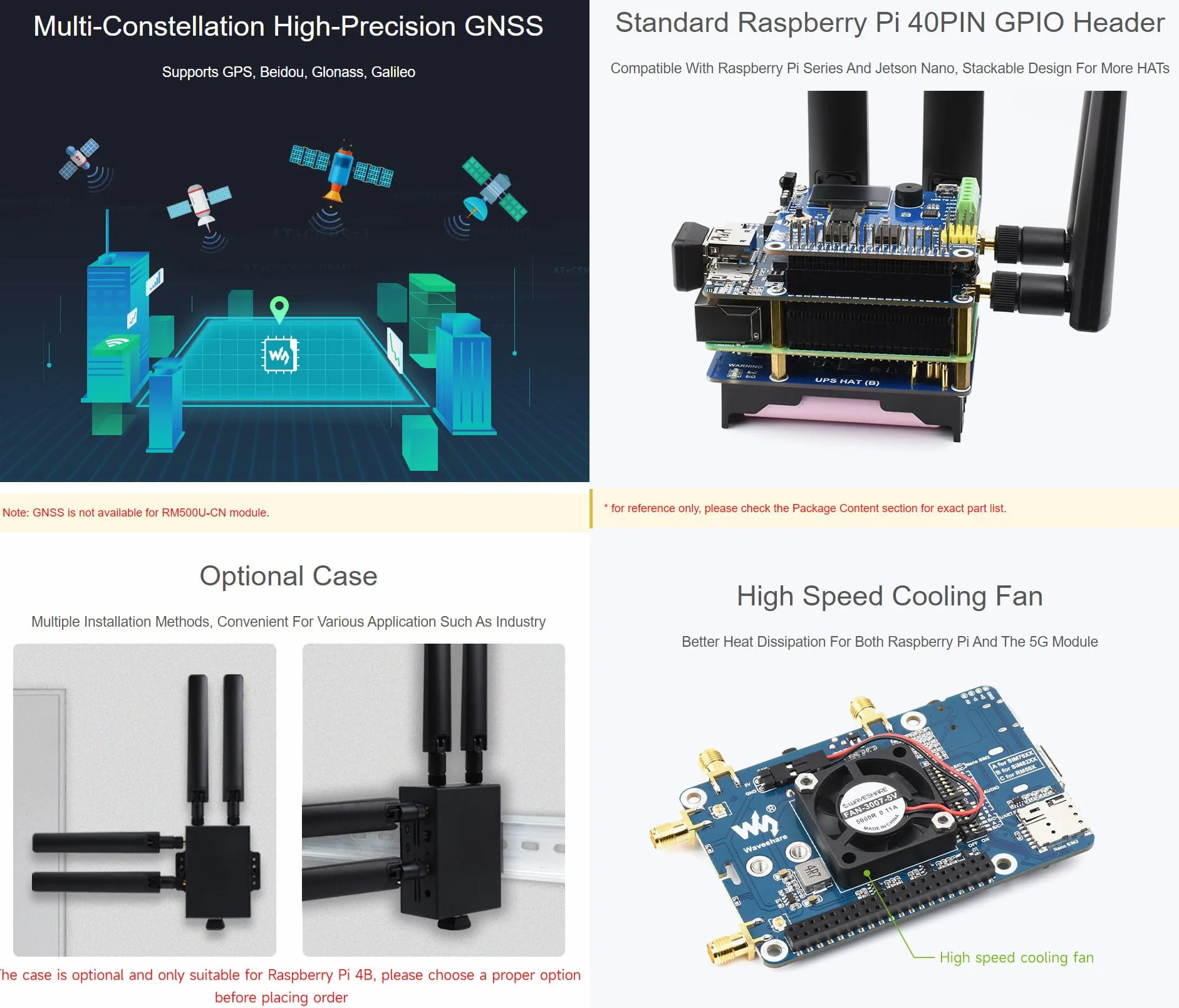 Waveshare Quectel RM500U-CNV 5G Sub-6 GHz Module, M.2 Form Factor,Industrial-Grade Modules for Industrial,IoT/EMBB and Commercial Applications Support 5G/4G/3G