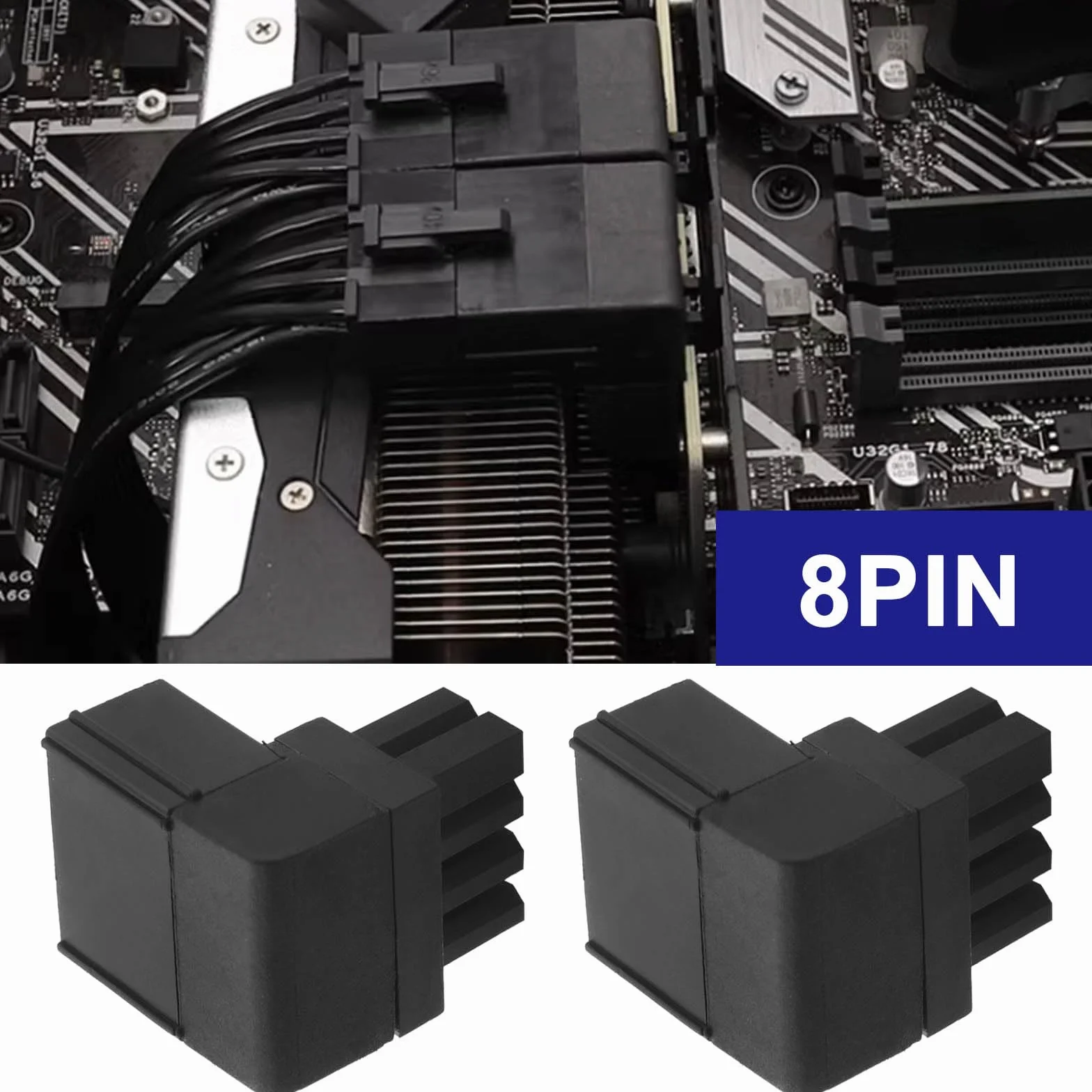 Zasilacz 8-pinowy 90 stopni GPU VGA PCIe adapter kątowy czarny