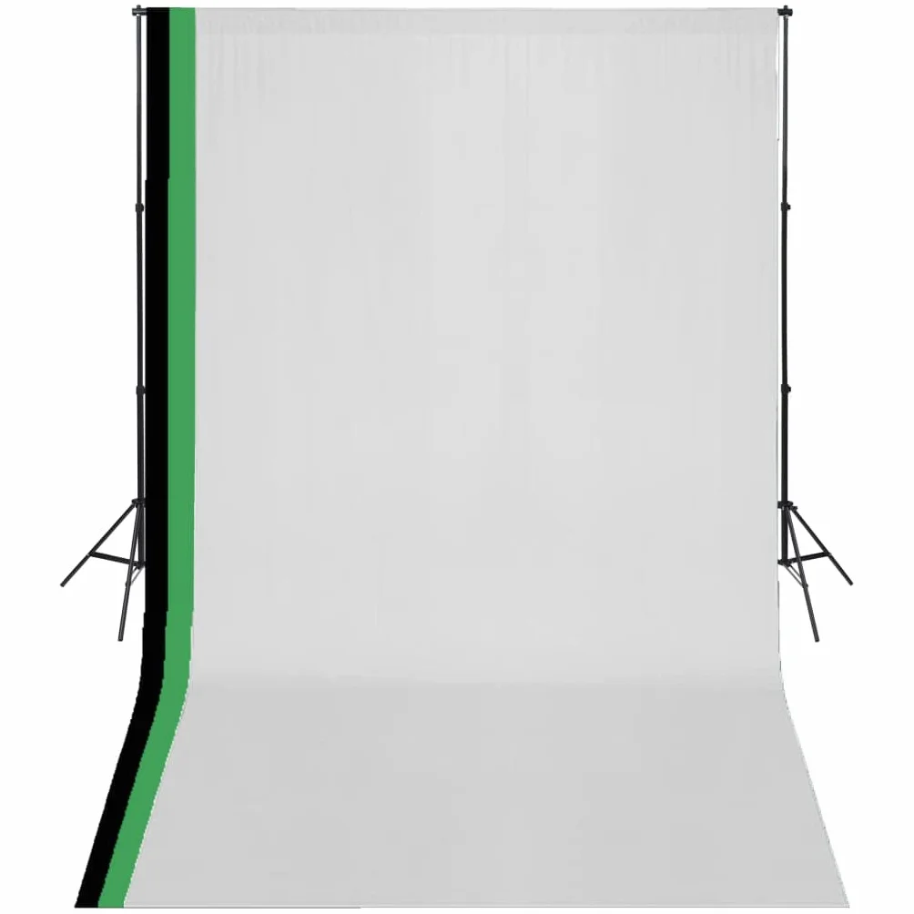 Zestaw do studia fotograficznego z 3 bawełnianymi tłami, 3 x 5 m, regulowany system aluminiowego tła z 2 statywami, 2 poprzeczkami, torba do przenoszenia, do fotografii, wideo, portretów