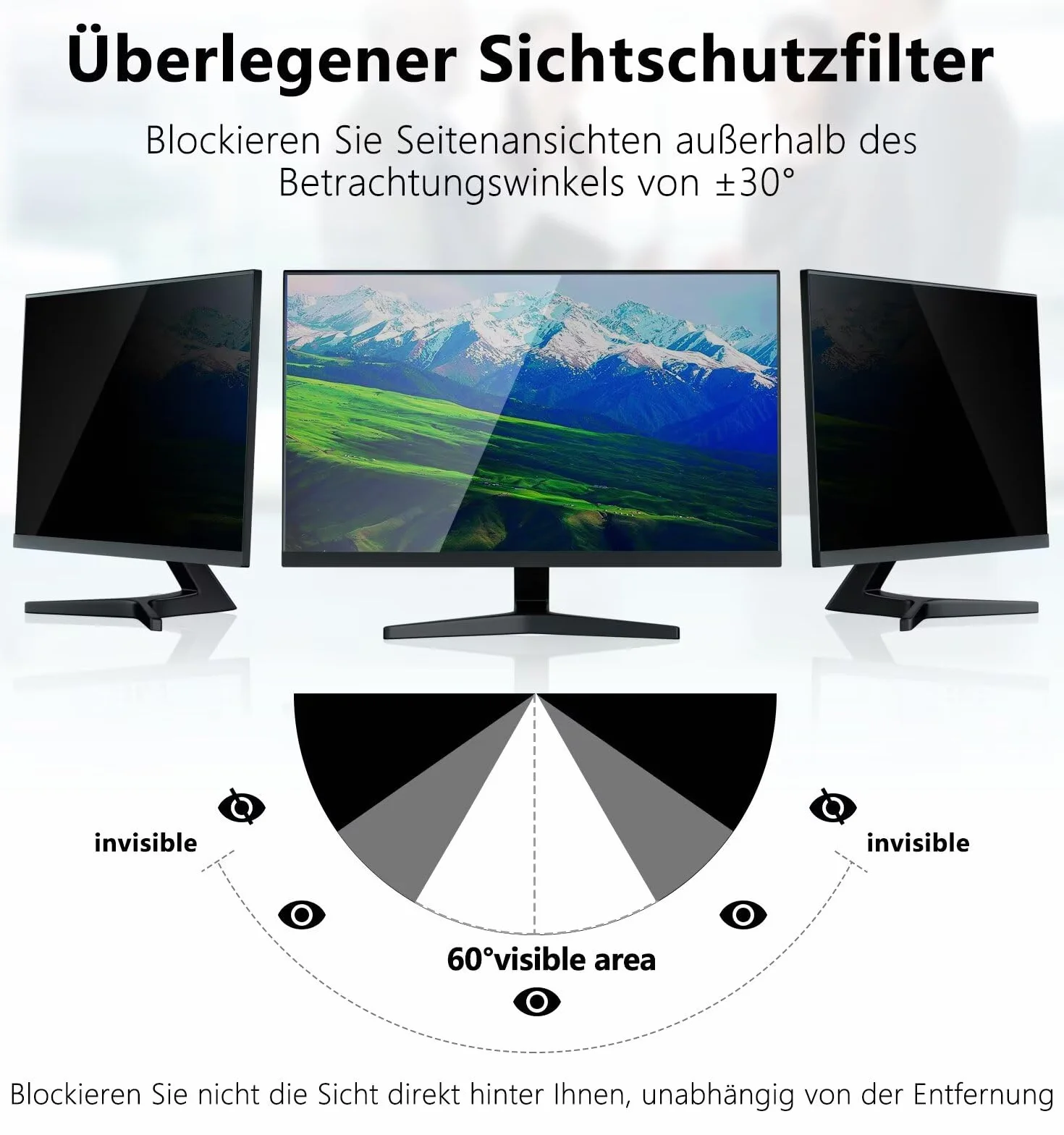 PYS 23,8-calowy filtr prywatności komputera do panoramicznego monitora komputerowego [współczynnik proporcji 16:9] odporny na zarysowania / zapobiegający zarysowaniom folia ochronna dla poufności danych. Blokuje 96% promieniowania UV