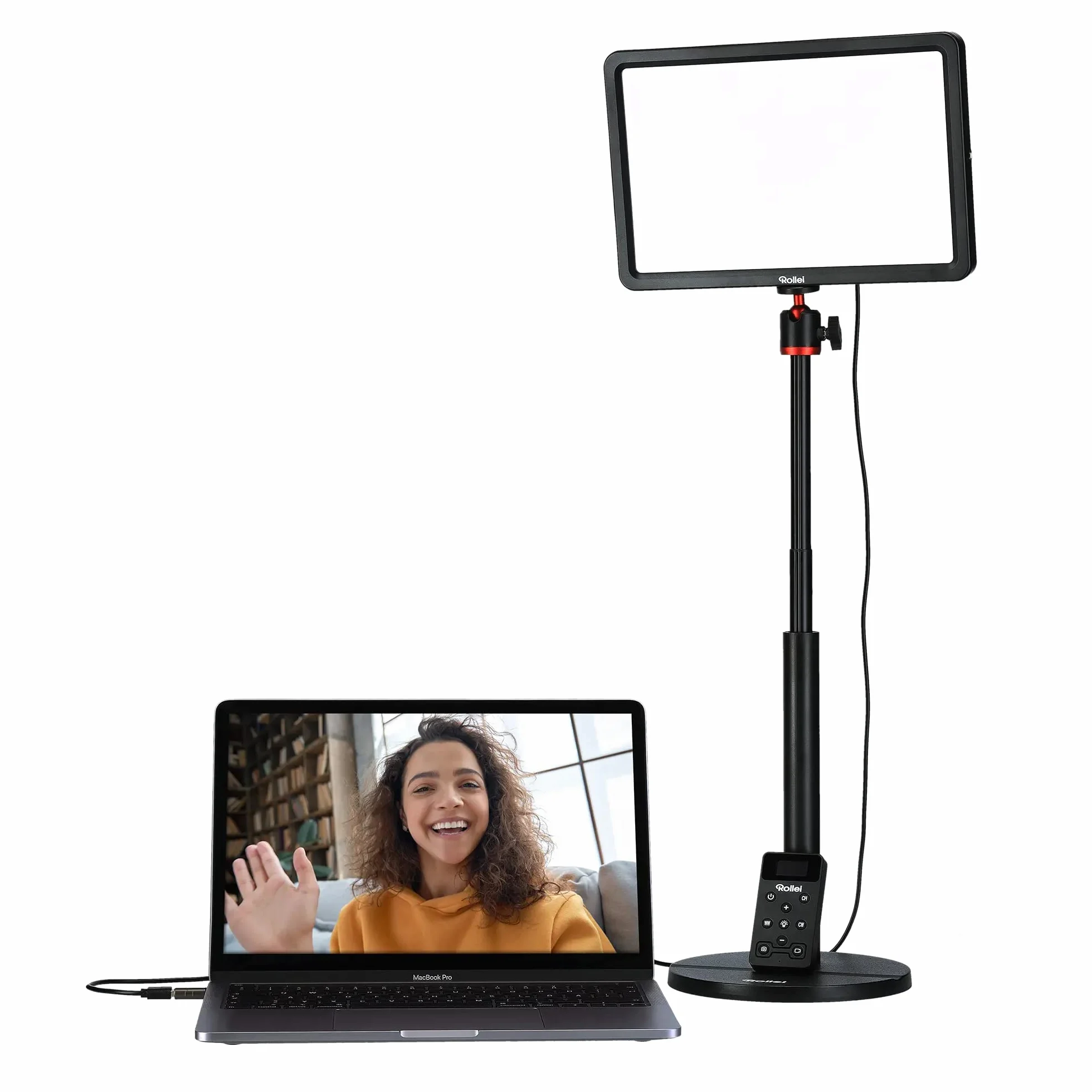Rollei Lumis Key Light Pro, światło wideo, światło strumieniowe CRI 90+ 2500-9000K, z panelem LED i pilotem Bluetooth, do zdjęć, wideokonferencji TikTok Live Stream, światła, fotografia