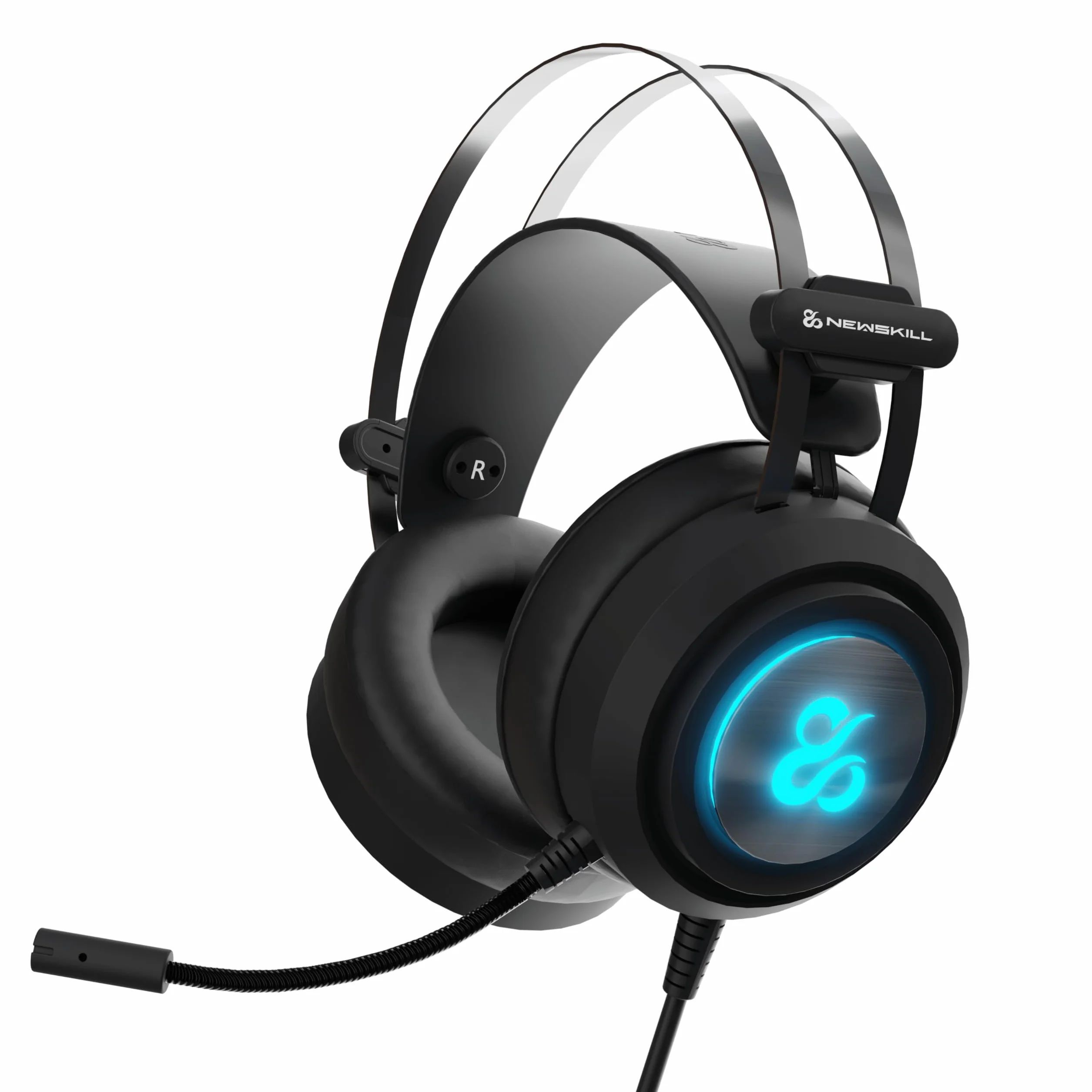 NEWSKILL Drakain V2 słuchawki do gier z kablem jack 3,5 mm i USB, dynamiczny RGB, elastyczny mikrofon, wieloplatformowy, czarny