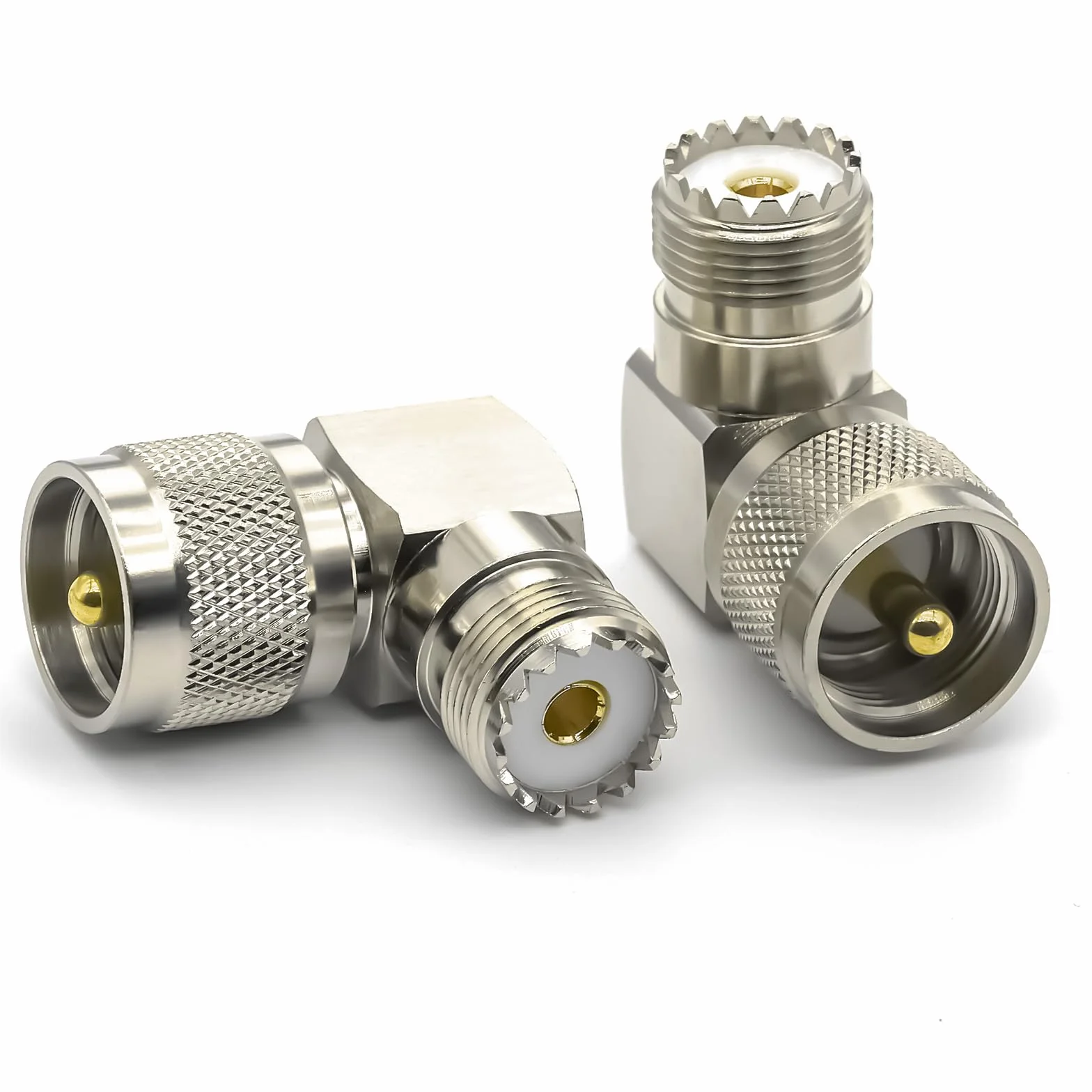 2 sztuki PL259 UHF adapter koncentryczny kątowy 90°, wtyczka PL259 do gniazda SO239, UHF SO239 wtyczka koncentryczna w kształcie litery L do radia CB, anten, mierników SWR i analizatorów