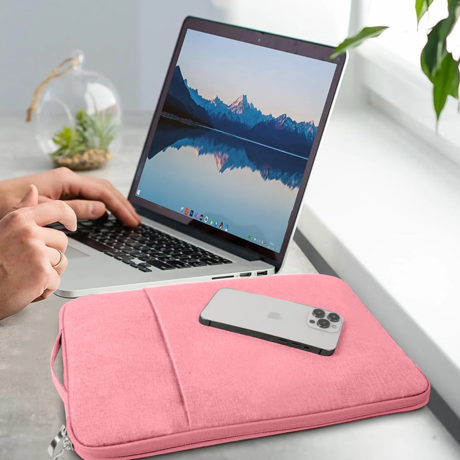 Flintronic Pokrowiec na laptopa 14 cali, wodoodporny pokrowiec na laptopa, przenośna męska torba na laptopa z kieszeniami i przegródkami, kompatybilna z MacBook, Asus, Dell, HUAWEI laptopy 14 cali