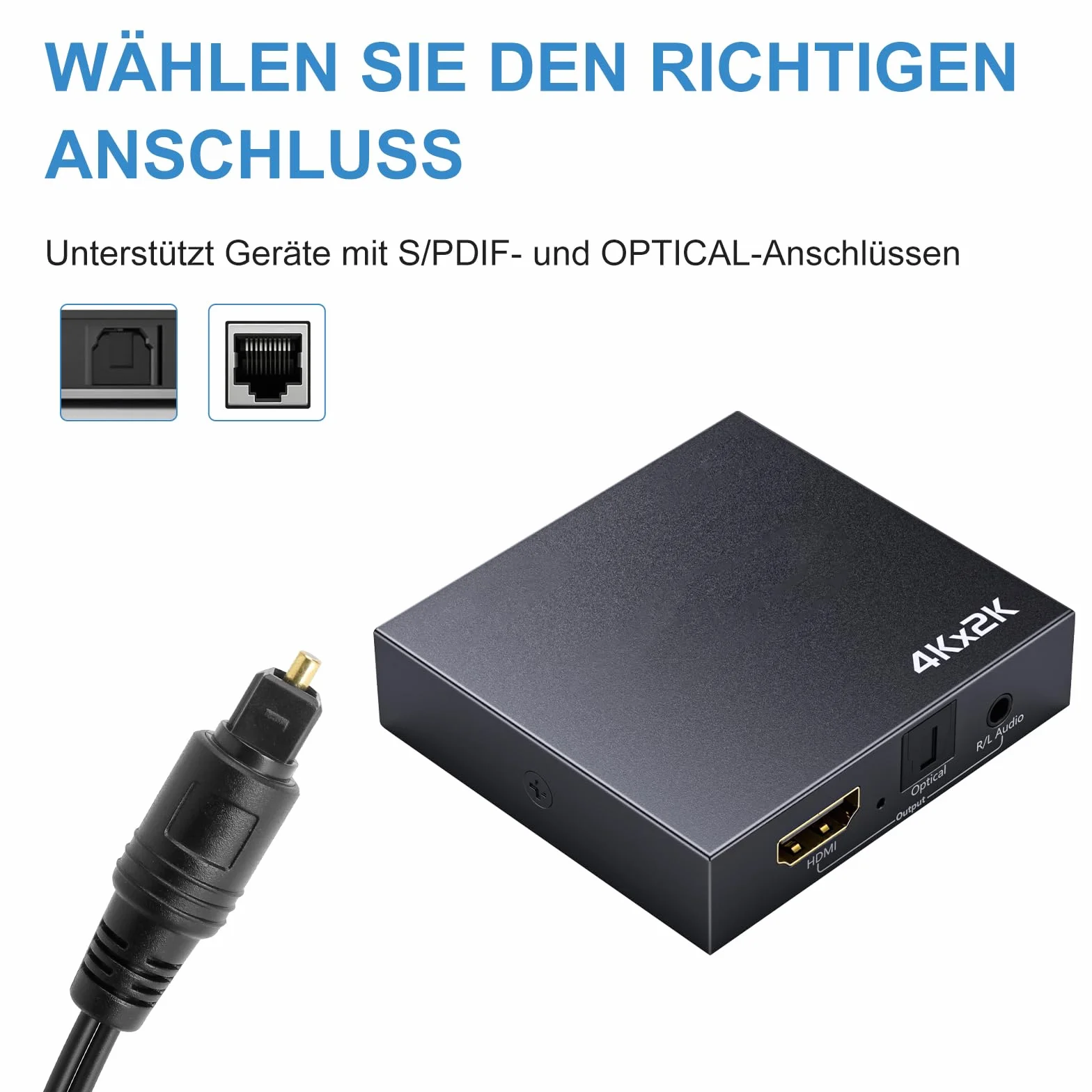 TNSLAND Toslink Digital Optical Splitter Adapter kabel 1 na 2 wyjścia, 32 cm kabel audio SPDIF rozszerzenie, splitter SPDIF kabel audio wejście 2 gniazda 1 wtyczka do kina domowego, TV, odtwarzacz DVD