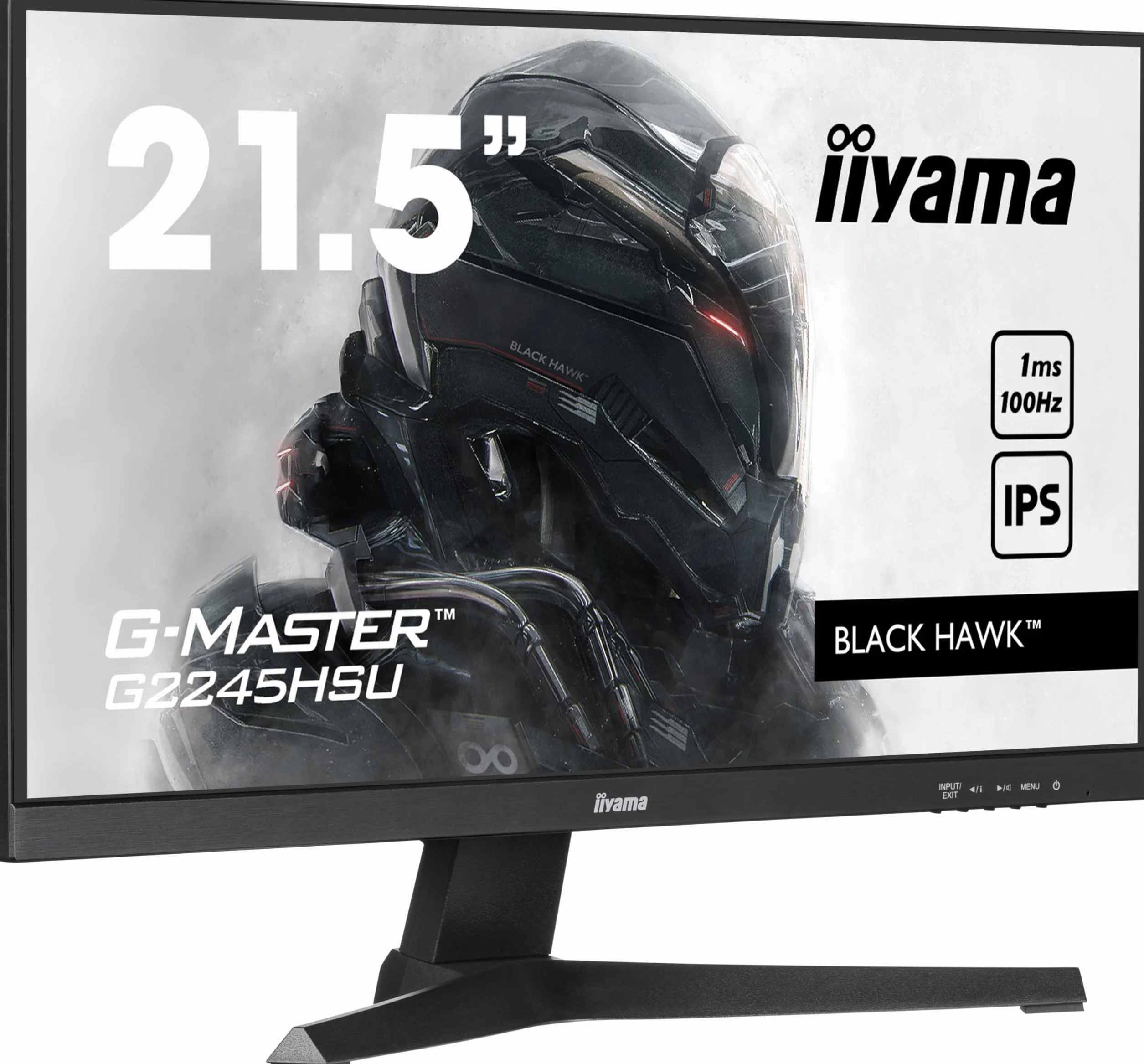 iiyama G-MASTER Black Hawk LED Monitor 55,9 cm 22" 21,5" sichtbar 1920x1080 Full HD 1080p @ 100 Hz IPS 300 cd/m² 1000:1 1 ms HDMI DisplayPort Lautsprecher Matt 22