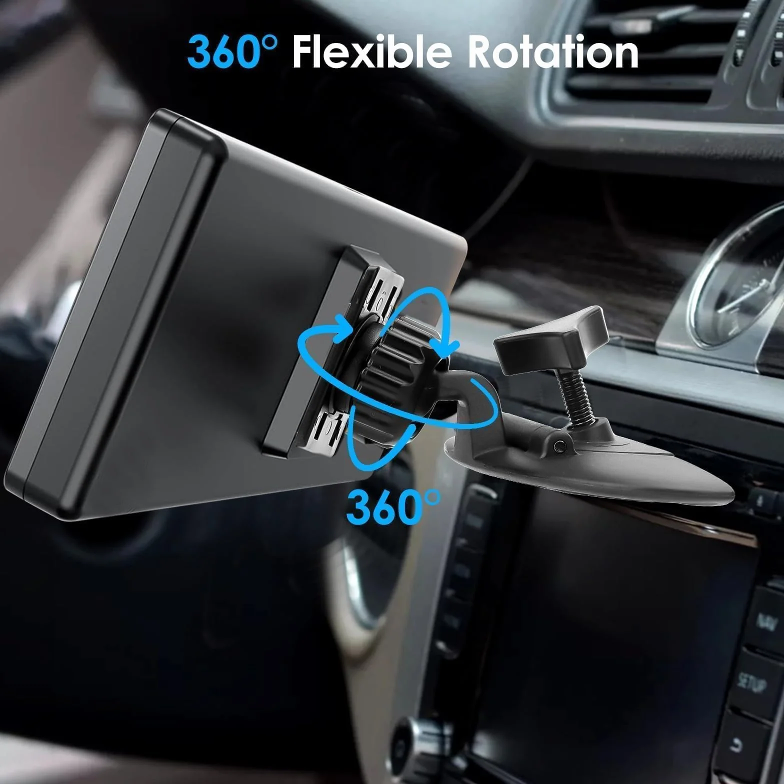 EEEKit Uchwyt do gniazda CD na ekran CarPlay, uchwyt do odtwarzacza CD i GPS obrotowy w 360°, kompatybilny z 7–10 calowymi przenośnymi monitorami, radioodbiornikami i ekranami stereo samochodowymi