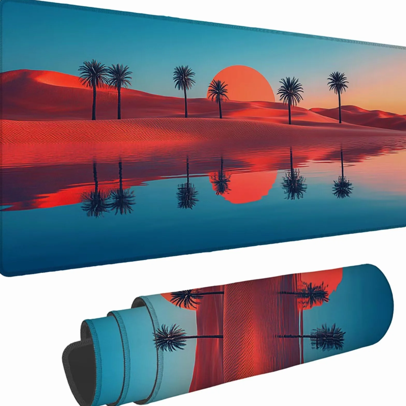 Gamingowa podkładka pod mysz 1200 x 600 x 3 mm, XXL, wodoszczelna, odporna na ścieranie, z przyszytymi krawędziami, niebieska, podkładka na biurko, poprawia prędkość i precyzję pod laptopa, komputer