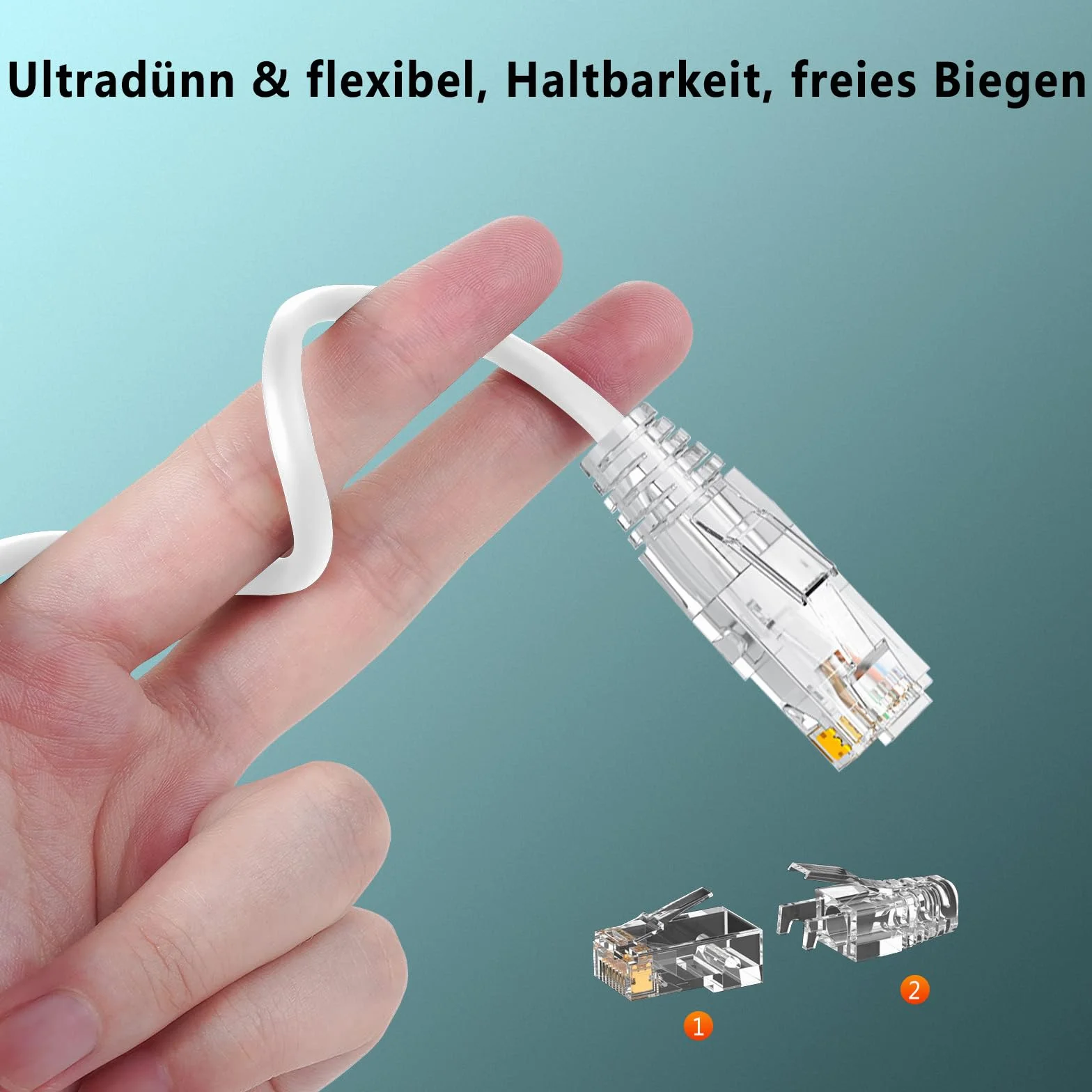 Ercielook Cat6a kabel krosowy 0,25 m długość całkowita (5 sztuk), kabel Cat6a biały Lan, 10 Gbps 550 MHz, kabel sieciowy o dużej prędkości, 28AWG czysta miedź, krótki kabel Ethernet