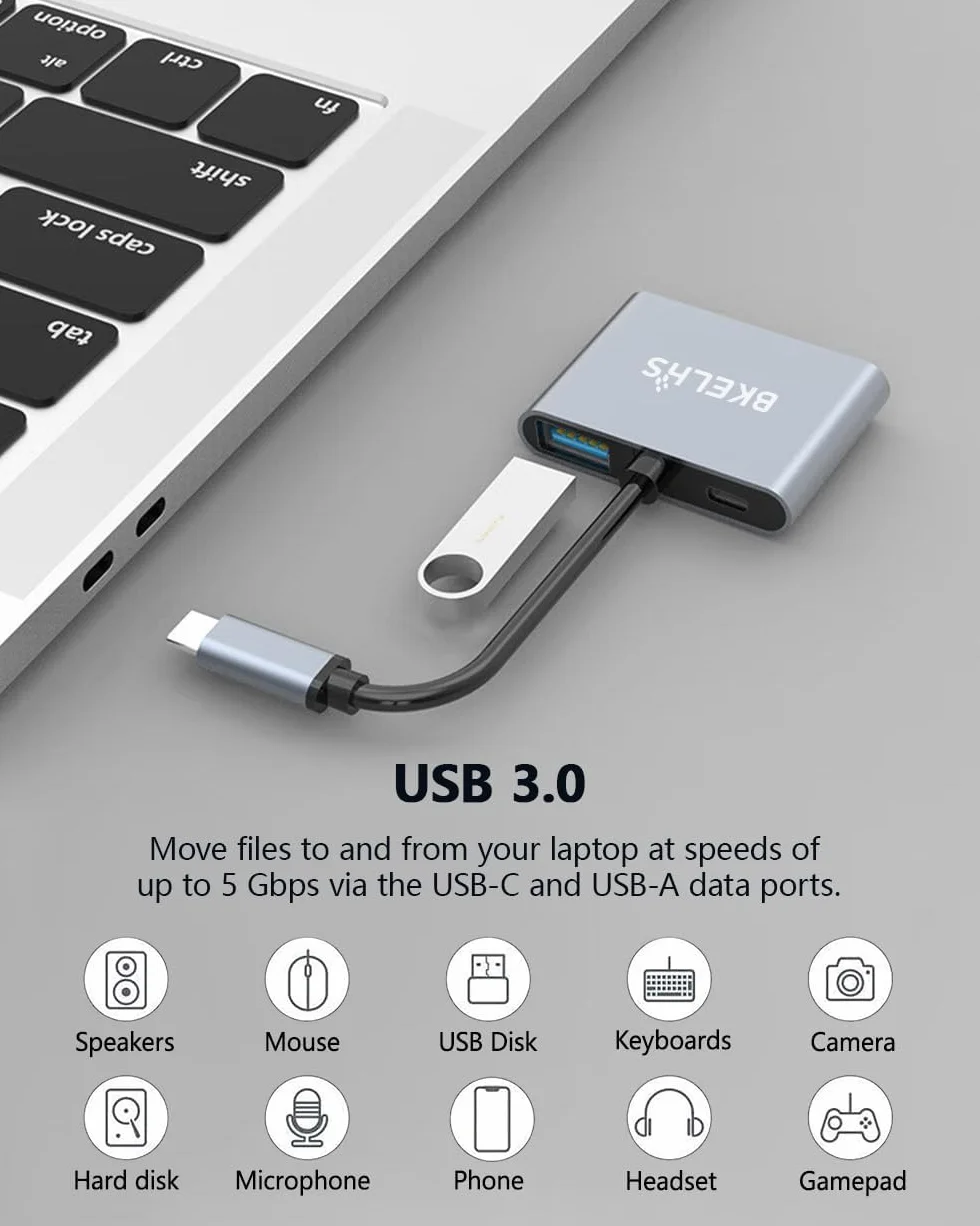 Adapter USB C na podwójny HDMI 4K 60 Hz, rozdzielacz typu C na HDMI do 2 monitorów, 4 w 1 Hub USB C 2 HDMI, USB 3.0, 100 W PD, rozszerzony wyświetlacz do MacBooka Air/Pro Thunderbolt 4, wieloportowy klucz sprzętowy z dwoma ekranami