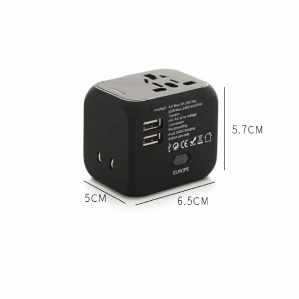 Międzynarodowy zasilacz, ogólnoświatowy adapter podróży, Uniwersalna adapter wtykowy z 2 Usb. Porty bardzo odpowiednie do podróży (Color : D, Rozmiar : 5 * 5.7 * 6.5cm)