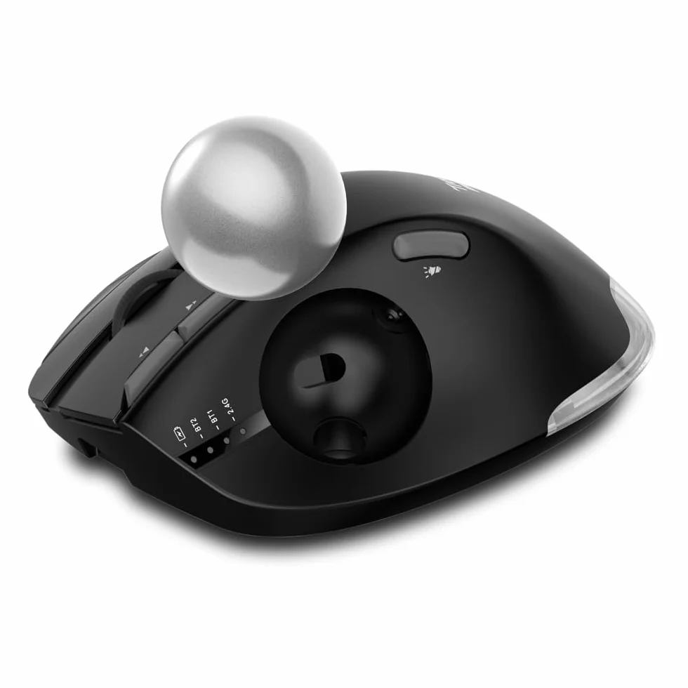 Bezprzewodowa mysz trackballowa, mysz Bluetooth, ładowalna, sterowanie kciukiem, 3 urządzenia, 4800 DPI, 8 klawiszy, ergonomiczna mysz bezprzewodowa do laptopa, komputera, tabletów