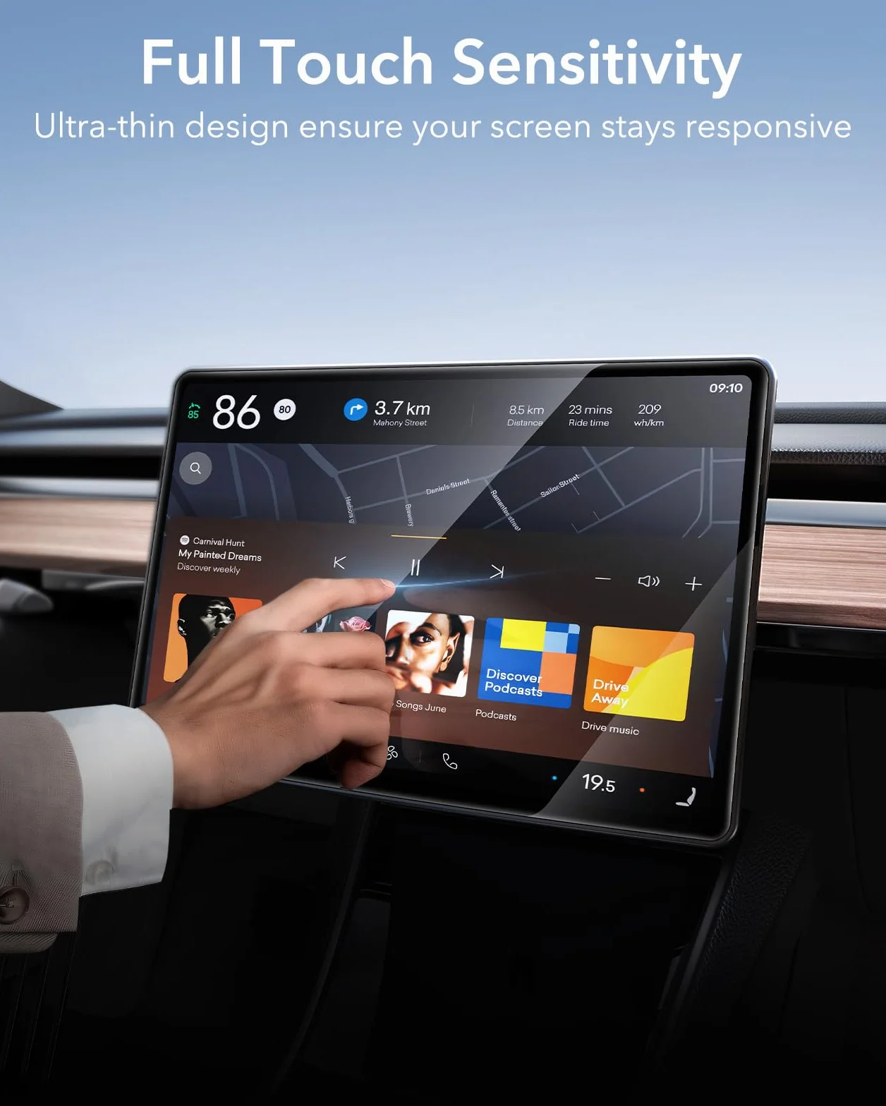 ESR Ochraniacz ekranu ze szkła hartowanego do modelu Tesla 3/Y, zestaw wyrównujący z osłoną ekranu, odporna na zarysowania i wstrząsy, akcesoria Tesla Model 3/Y 2023, bez pęcherzyków powietrza i