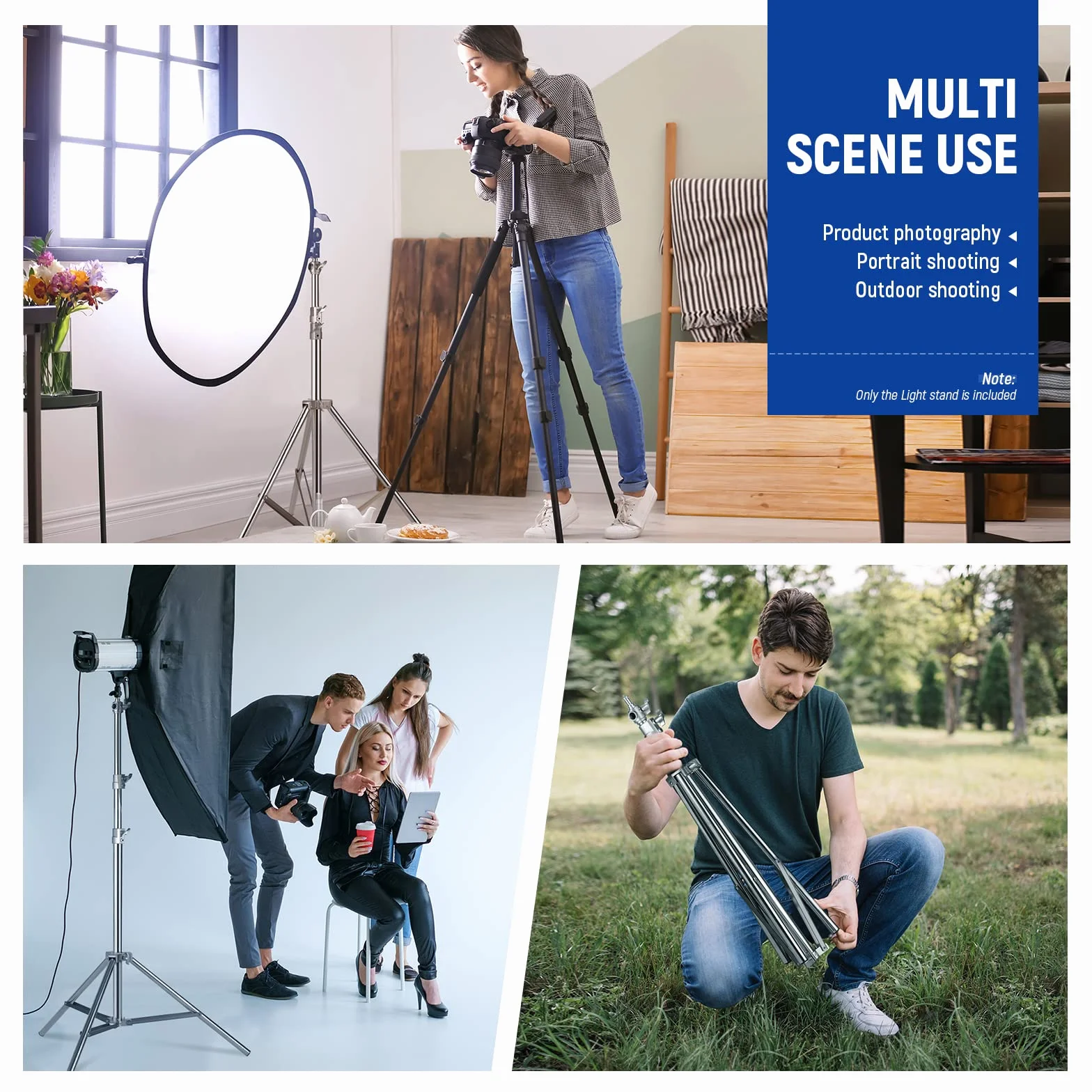NEEWER 2,2 m stojak oświetleniowy ze stali nierdzewnej, amortyzowany sprężynowy, wytrzymały statyw fotograficzny z adapterem śrubowym 1/10.2 cm do 3/20.3 cm do stroboskopu, lampy wideo LED, światła