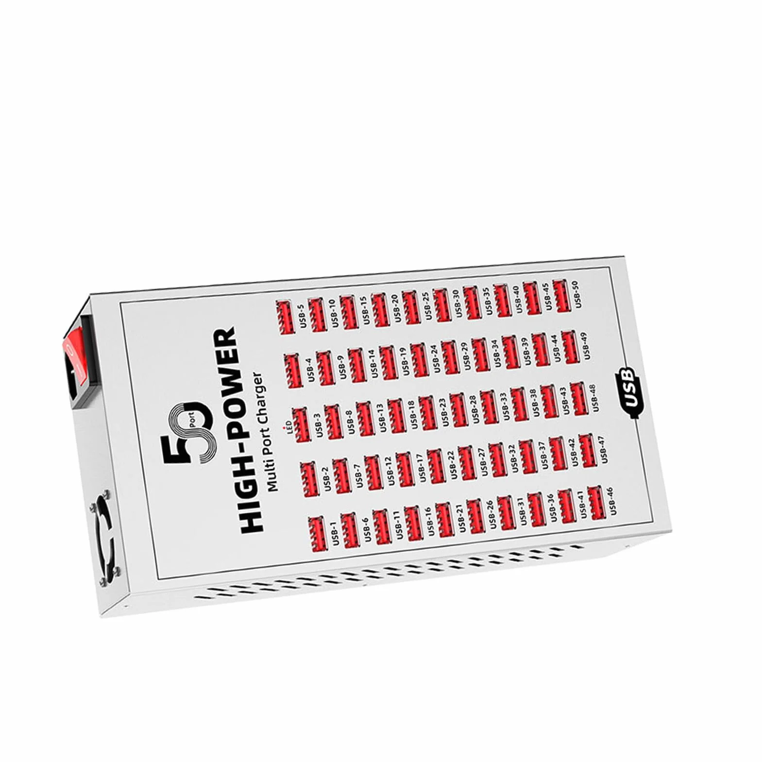 Cryfokt Wieloportowa Stacja ładująca USB, Wydajna Dystrybucja Mocy, Szybkie ładowanie w Domowym Biurze, Metalowa Obudowa i Wentylator dla Wielu urządzeń (Wtyczka UE 220-250 V)