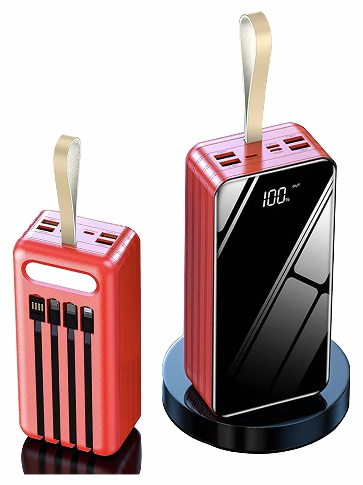 Przenośna ładowarka o dużej pojemności 100000 mAh, obsługuje szybkie ładowanie 2,1 A, 7 urządzeń, równoczesne ładowanie smartfonów, tabletów, konsoli do gier (czerwona)