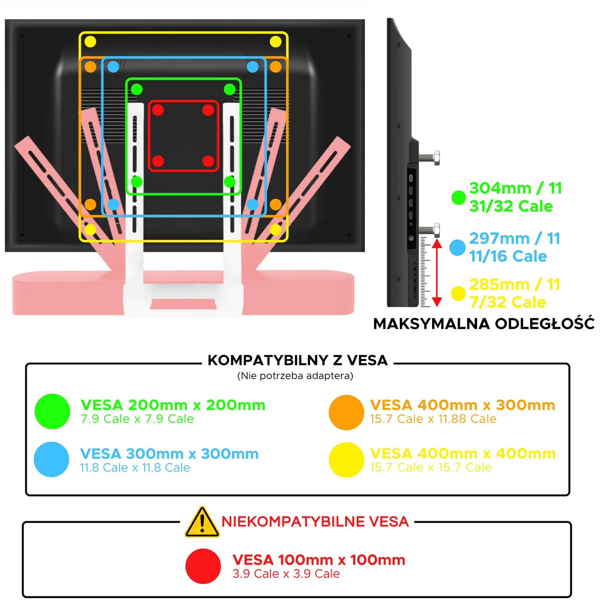 Sound bass Beam TV Mount, kompatybilny z generacją 1 i 2 Sonos Beam wspornik montażowy do telewizora, biały, pełny zestaw sprzętowy w zestawie, belka dźwiękowa
