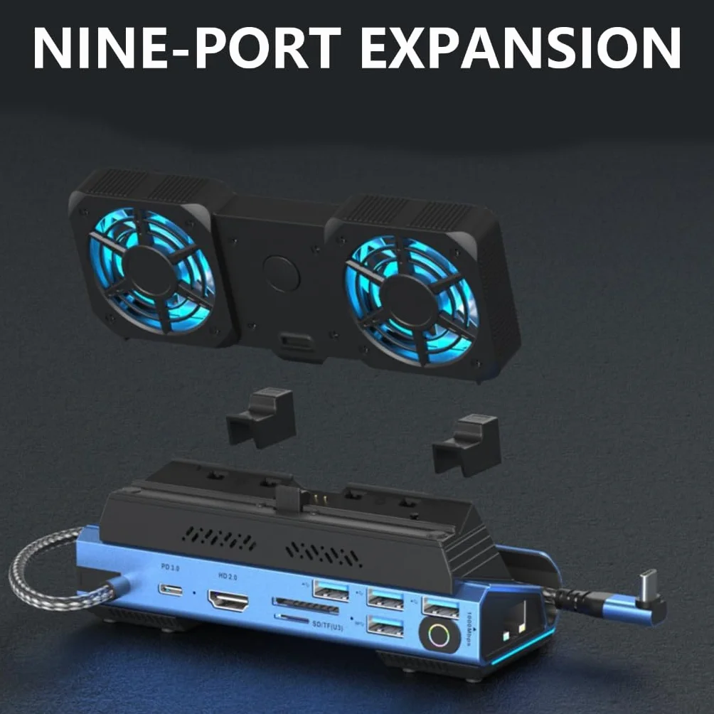 Czytnik kart stacji dokującej 10 Gb/s do konsoli wieloportowy adapter z wentylatorem