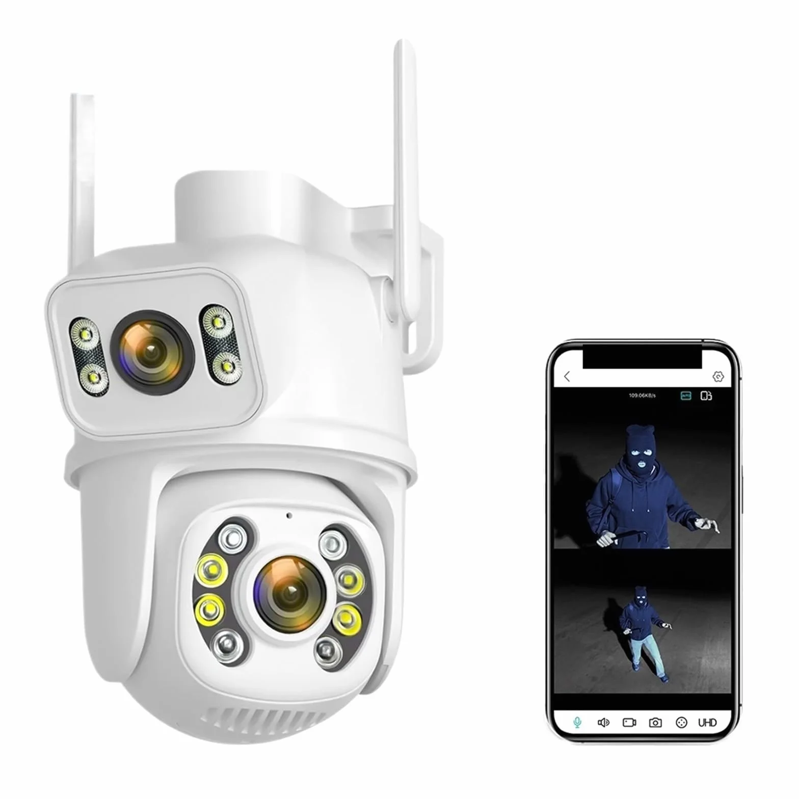 4MP kamera PTZ IP 5X podwójny obiektyw wykrywanie człowieka wykrywanie ruchu kamera do monitoringu cctv noktowizor zewnętrzny nadzór(4MP add 32G Card)